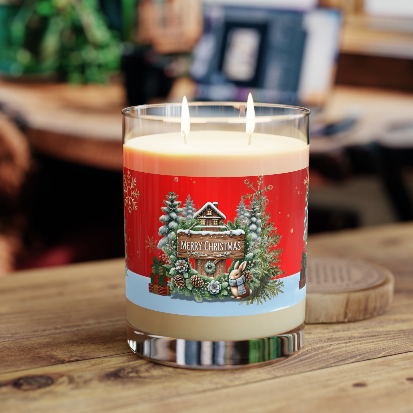Merry Christmas Scented Candle - Full Glass, 11oz