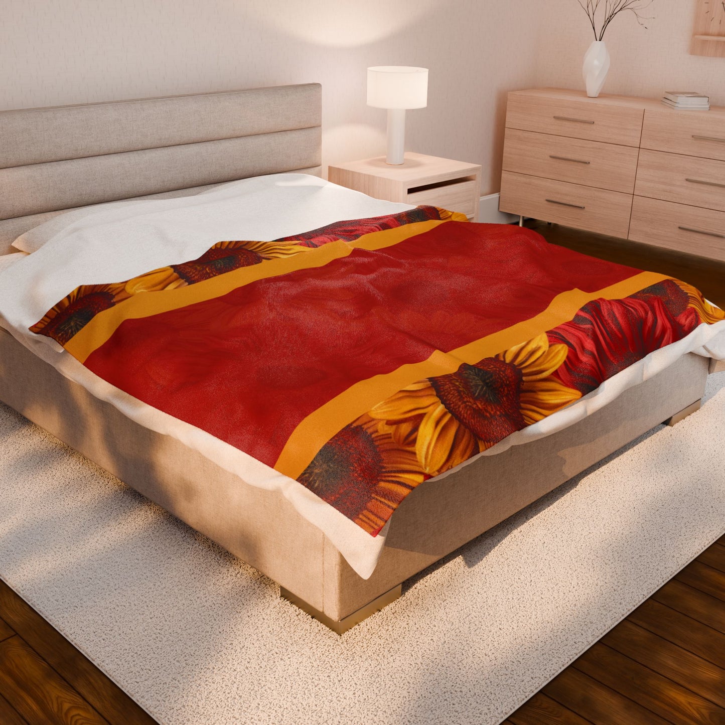 Crimson Gold Velveteen Plush Blanket