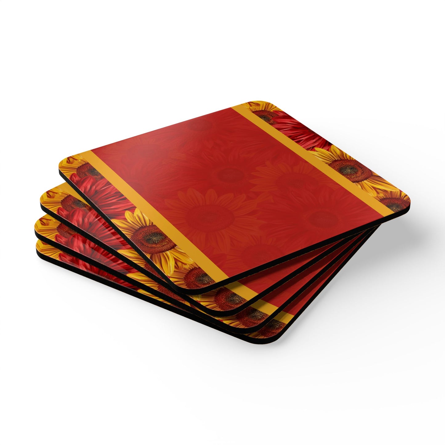 Crimson Gold Corkwood Coaster Set