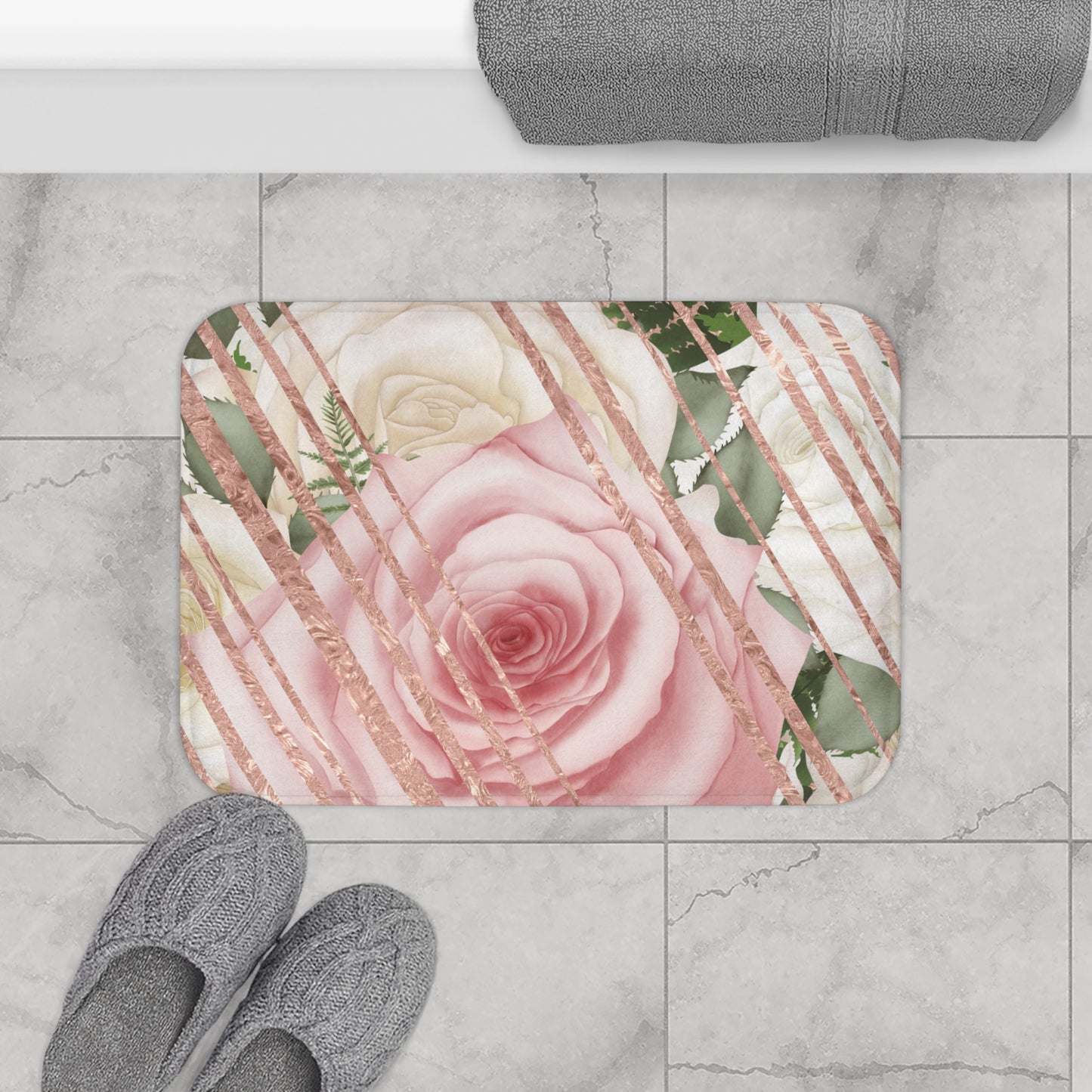 Kissed by a Rose Gold Bath Mat