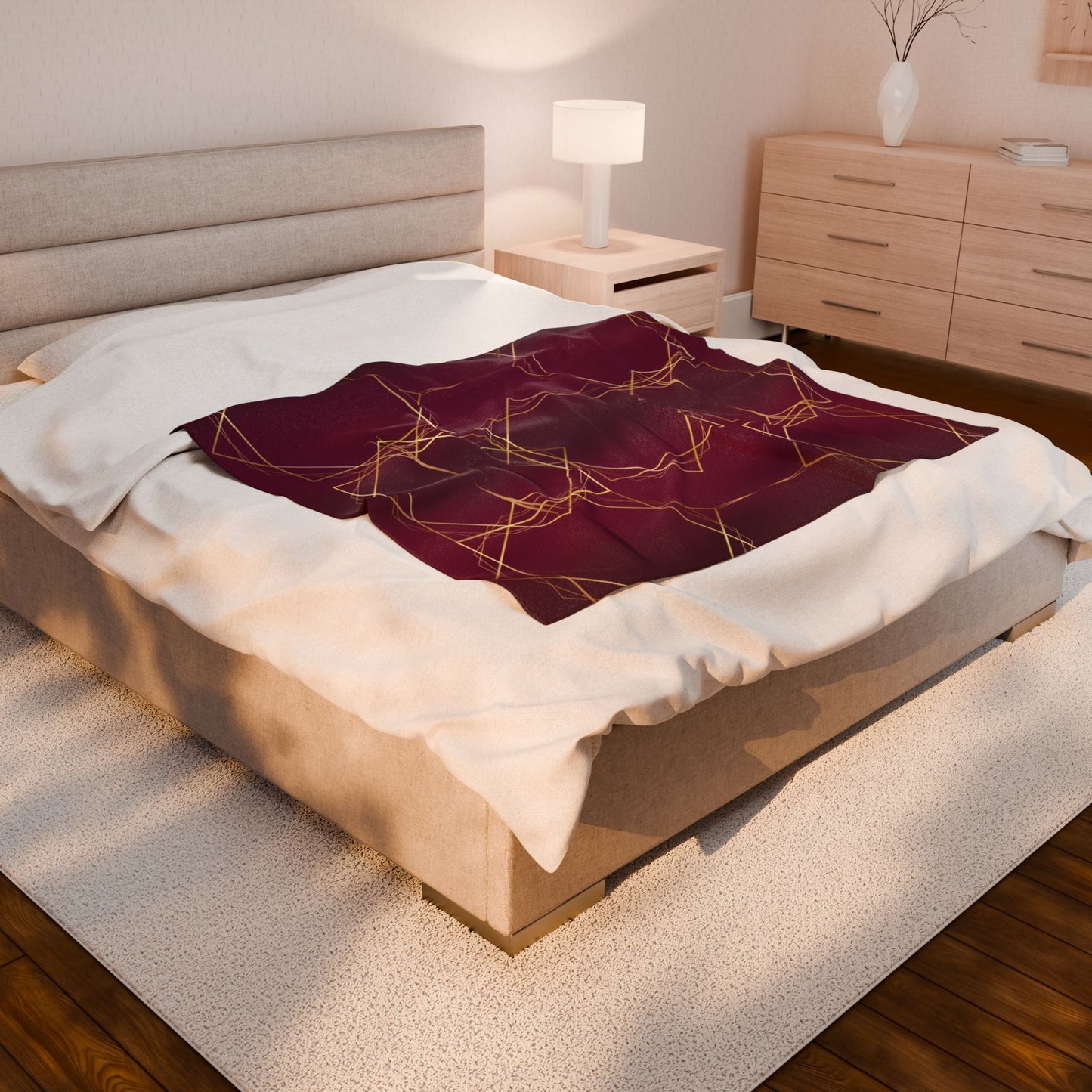Gilded Elegance (Burgundy) Velveteen Plush Blanket