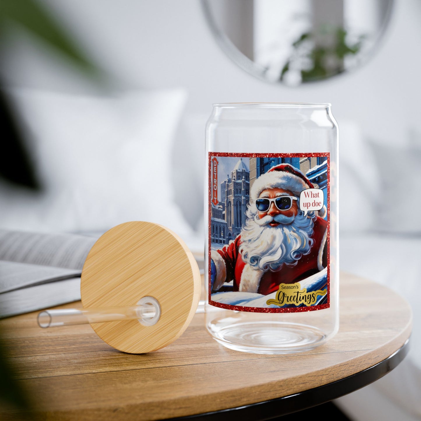 Motor City Santa Sipper Glass, 16oz