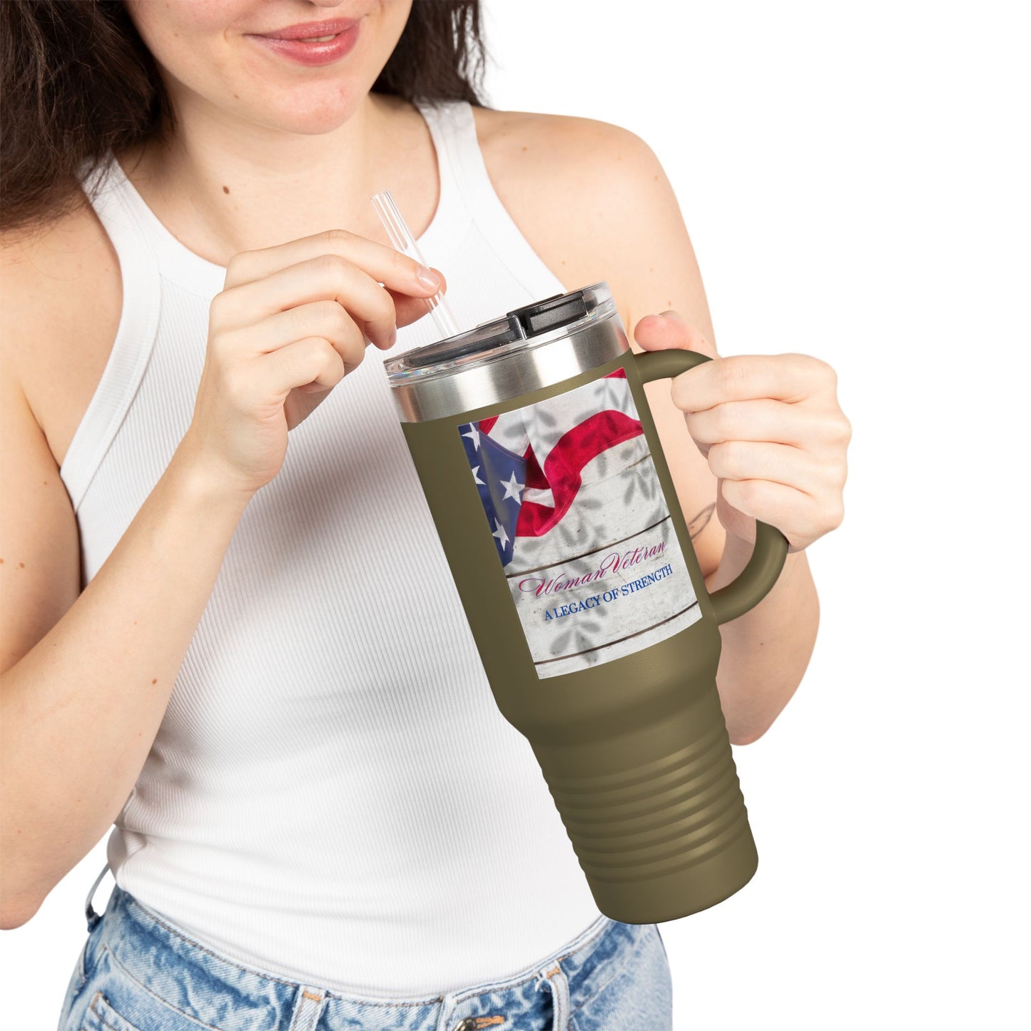 Woman Veteran...Insulated Travel Mug, 40oz