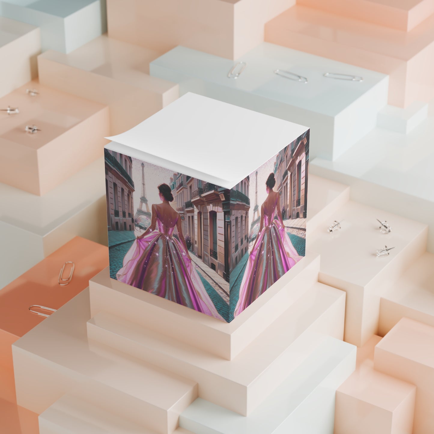 Parisian Stroll (Pink Gown) Note Cube