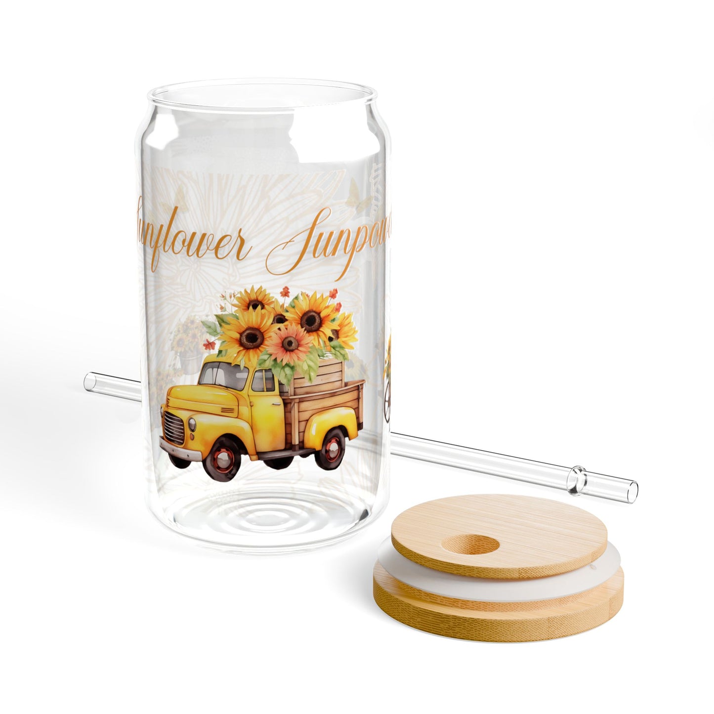 Sunflower Sunpower Sipper Glass, 16oz