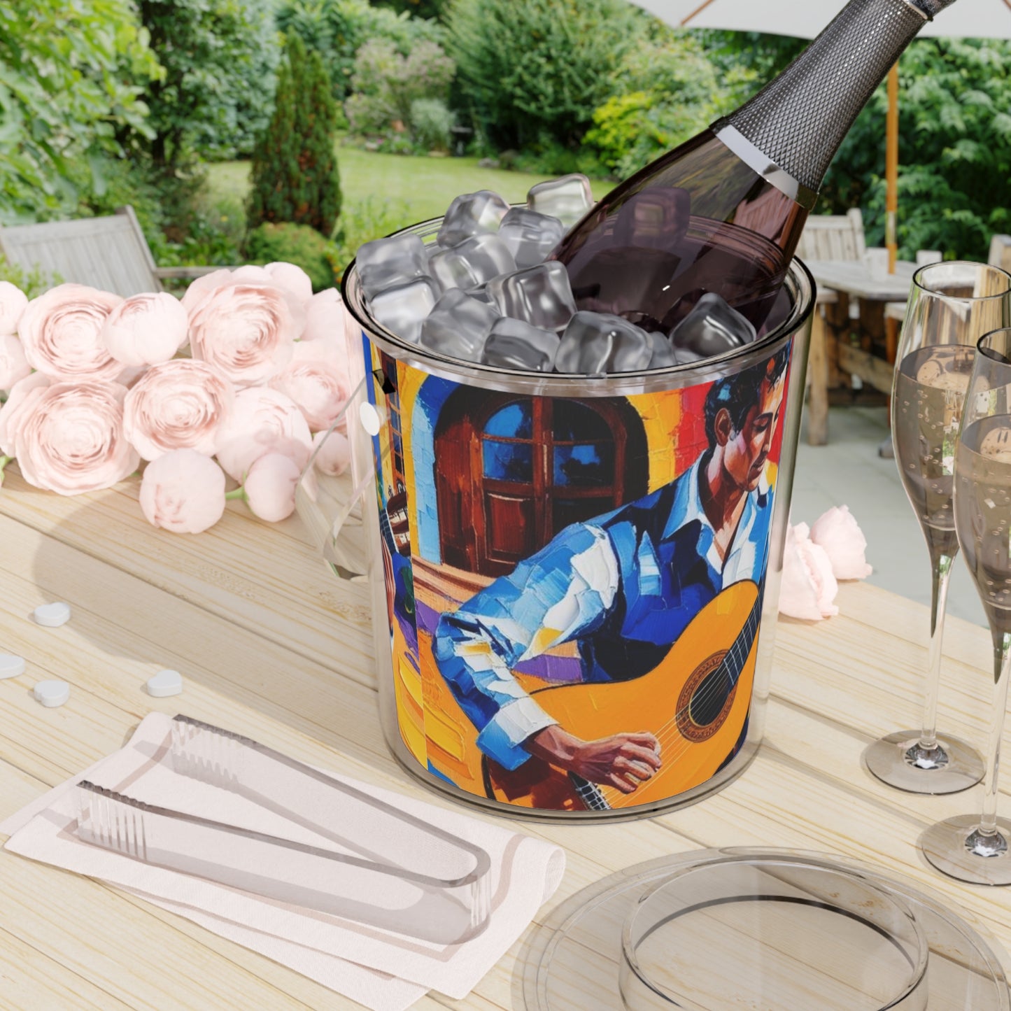 Spanish Guitar Ice Bucket with Tongs