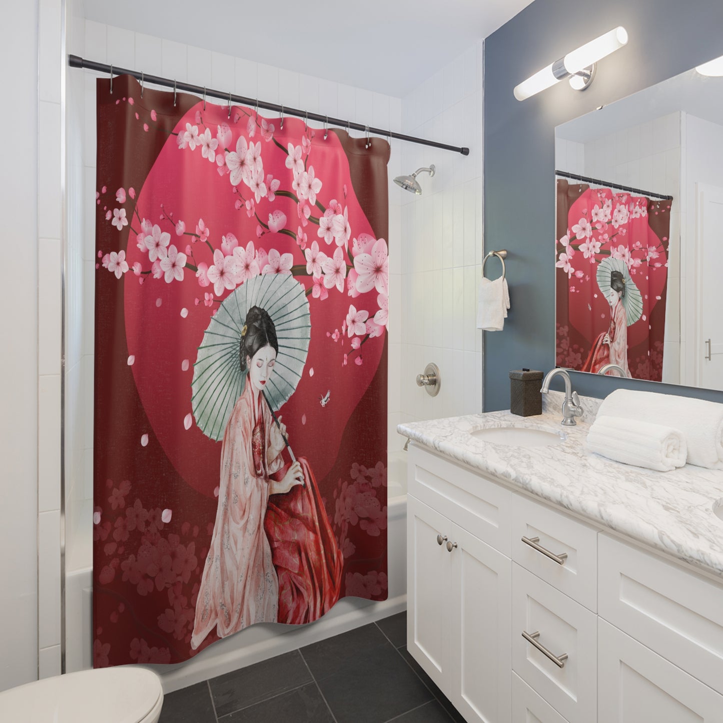 Cherry Blossoms Cherry Moon Shower Curtains