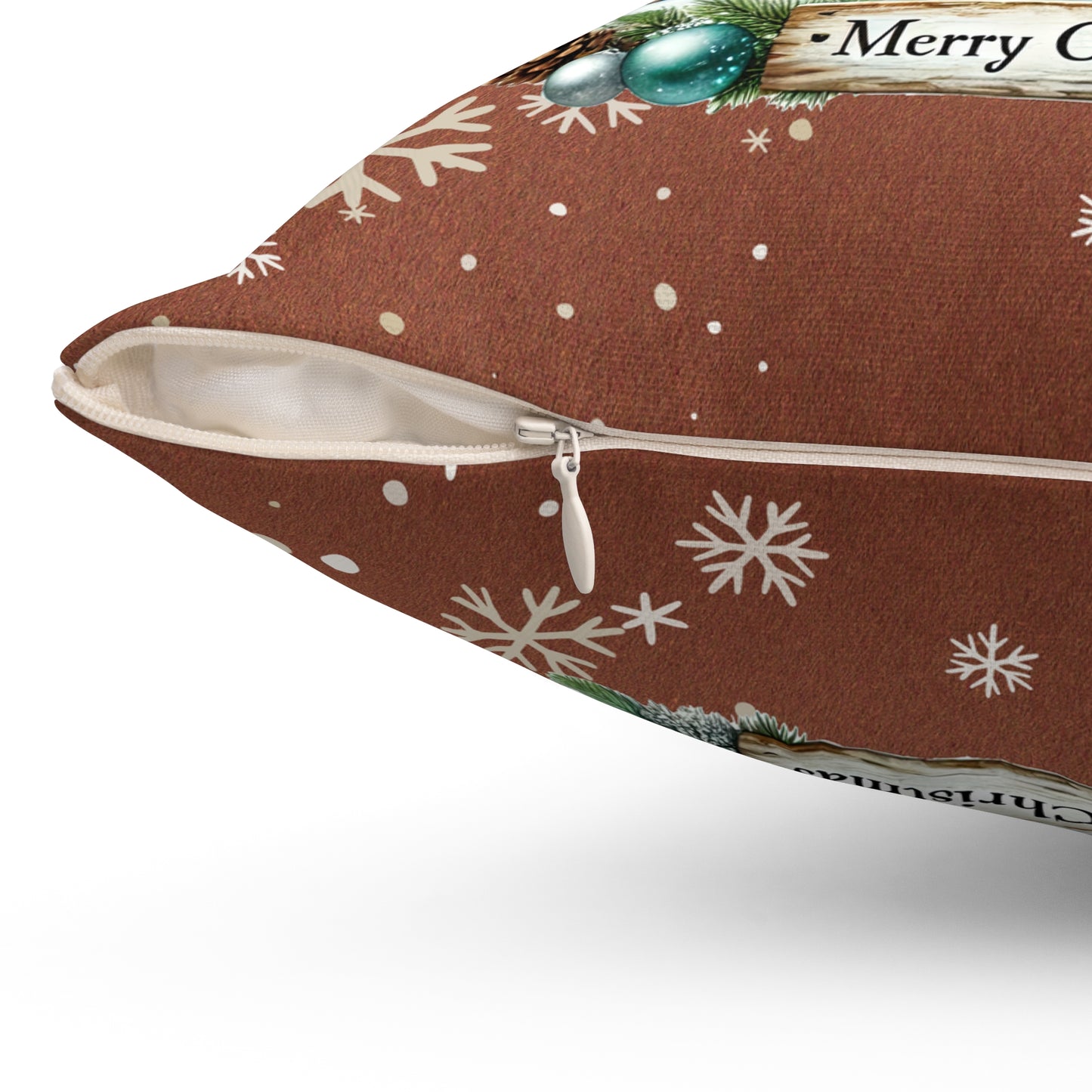 Merry Christmas 2 Spun Polyester Square Pillow