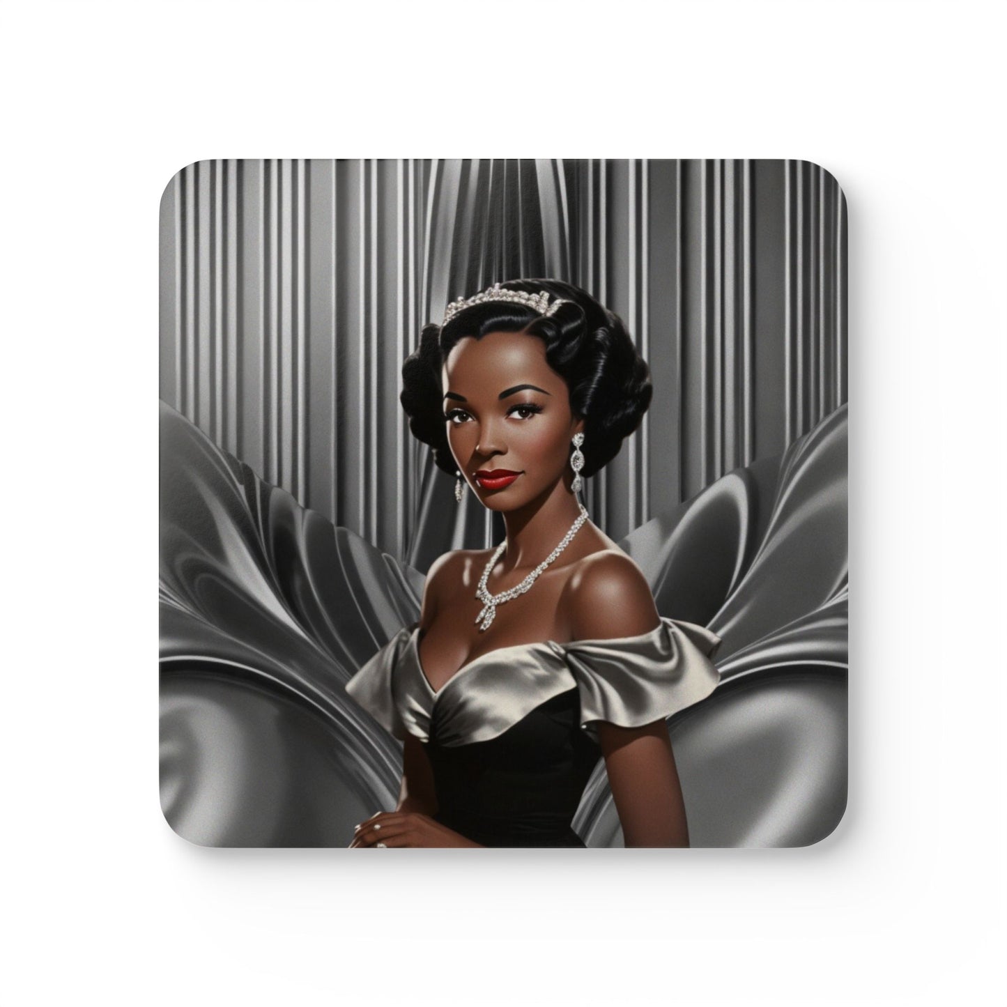Retro Glam Girls "Vivienne" Corkwood Coaster Set