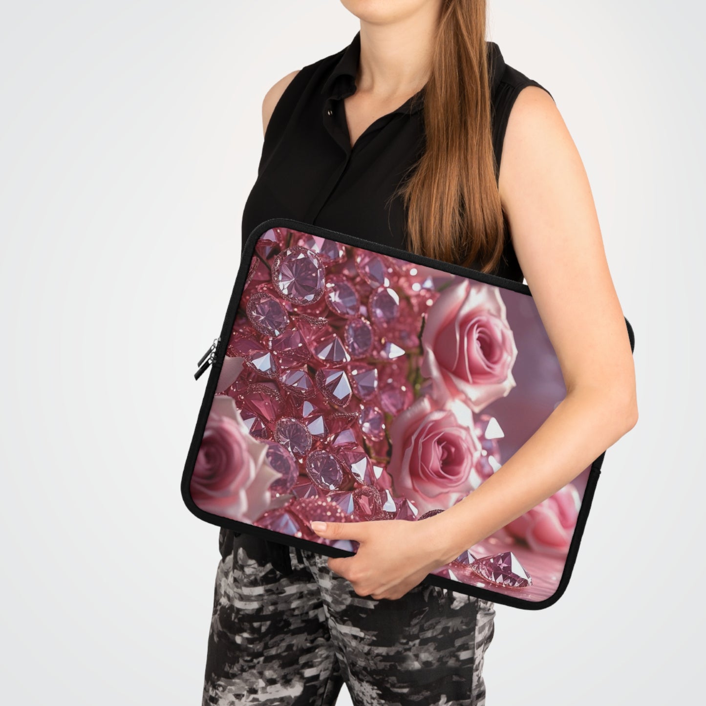 Pink Diamonds & Petals Laptop Sleeve