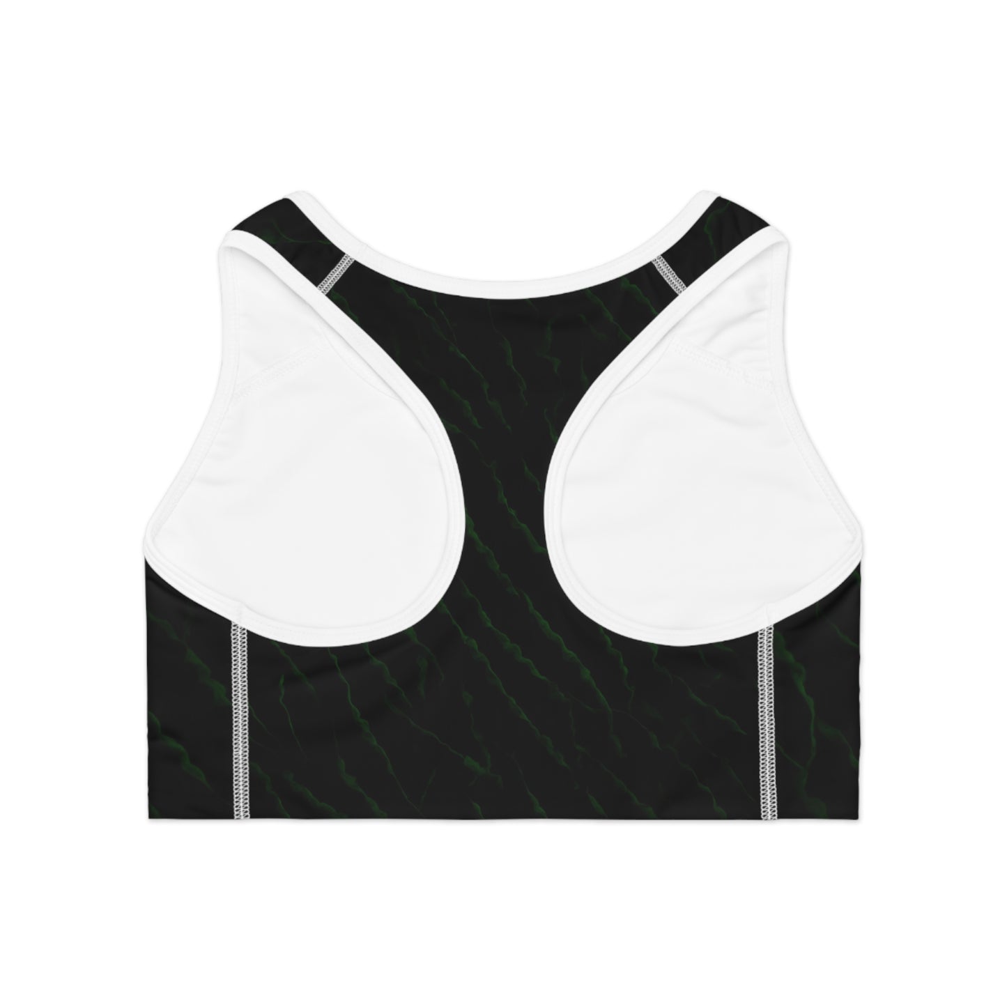 Black/Green Sports Bra (AOP)