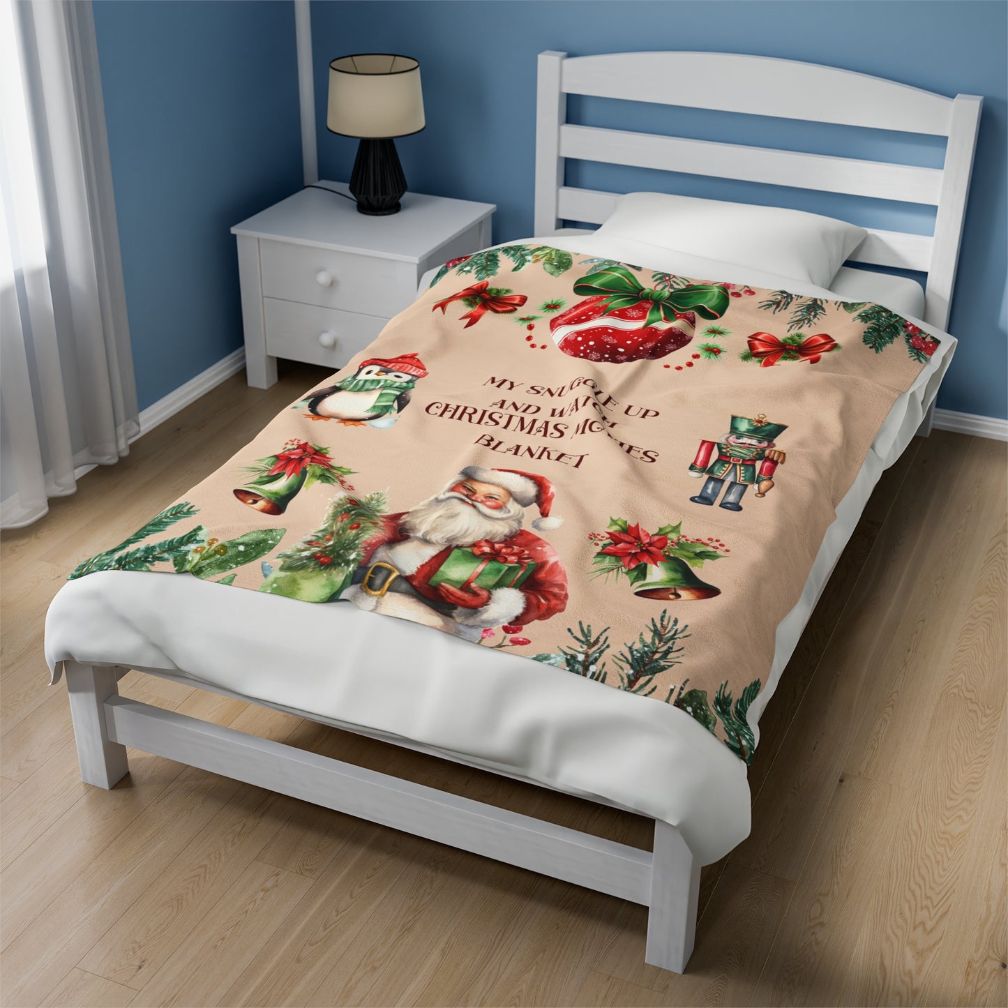 Christmas Movie Watching Velveteen Plush Blanket
