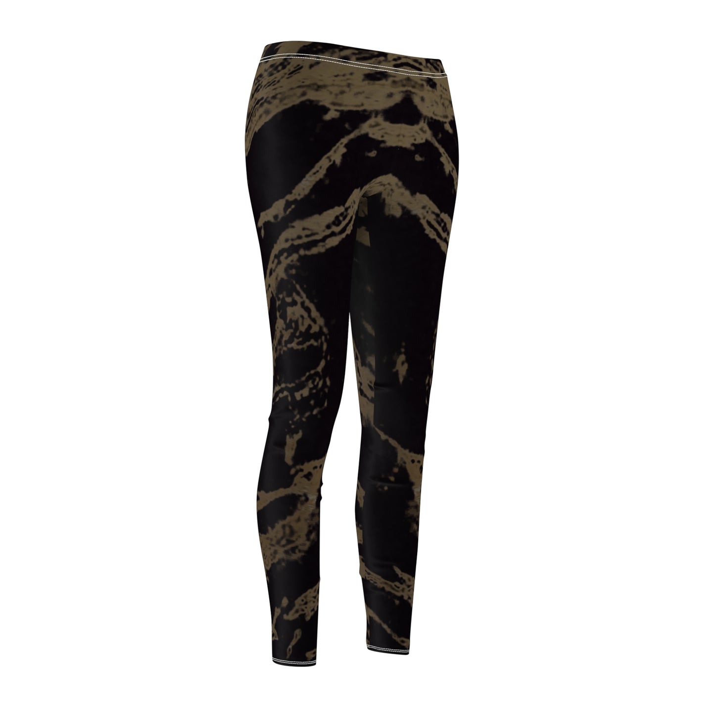 Black & Gold Women's Cut & Sew Casual Leggings (AOP)
