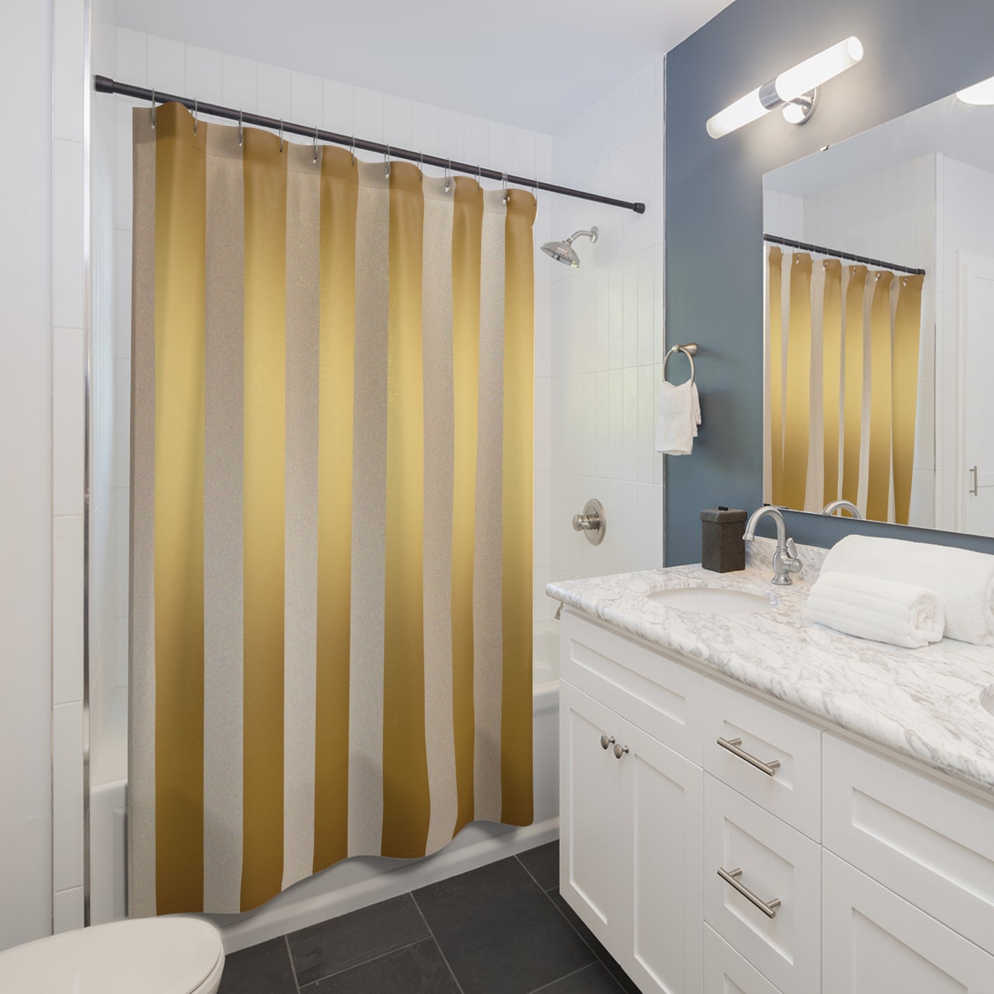 Golden Horizon Shower Curtains