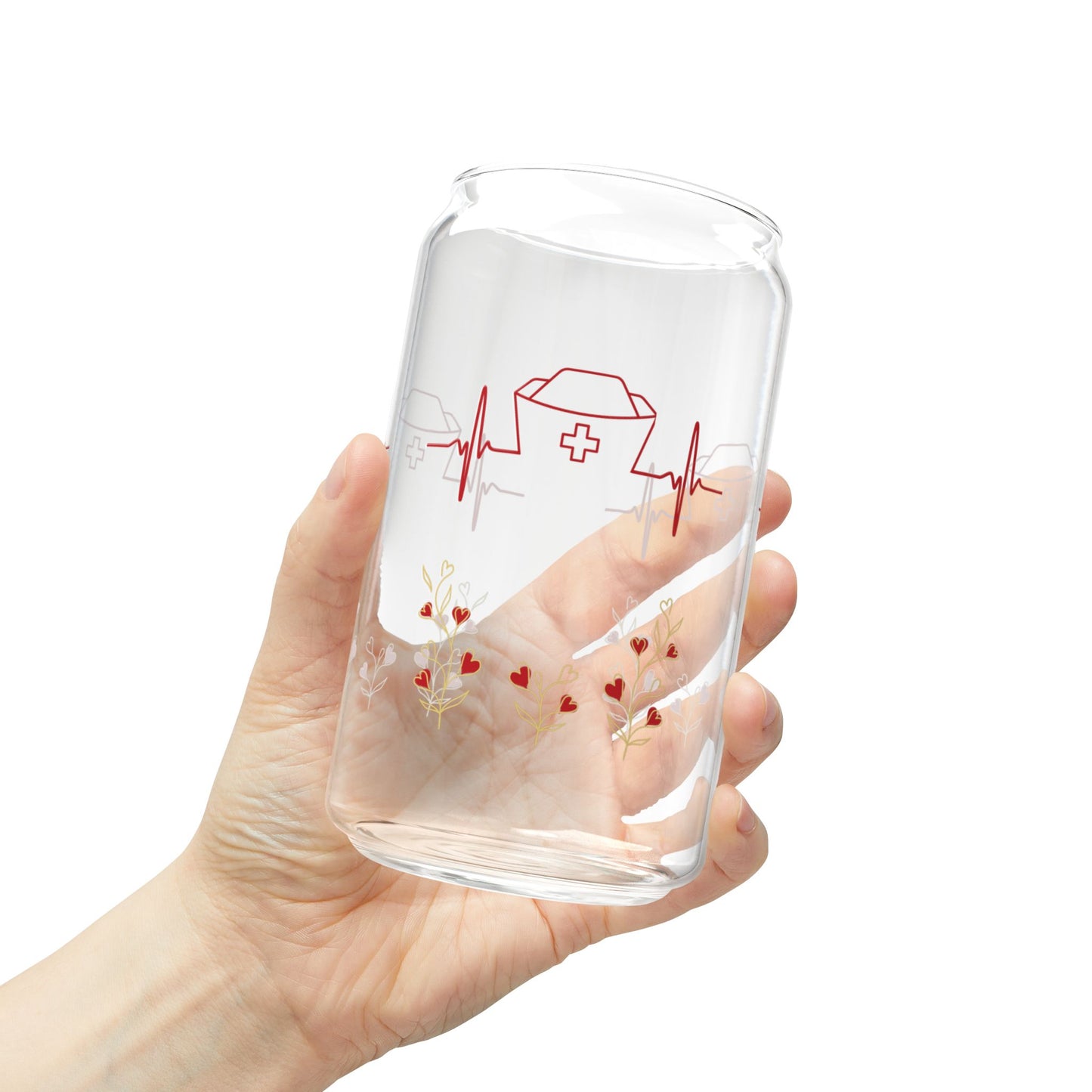Nurse Heartbeat Sipper Glass, 16oz