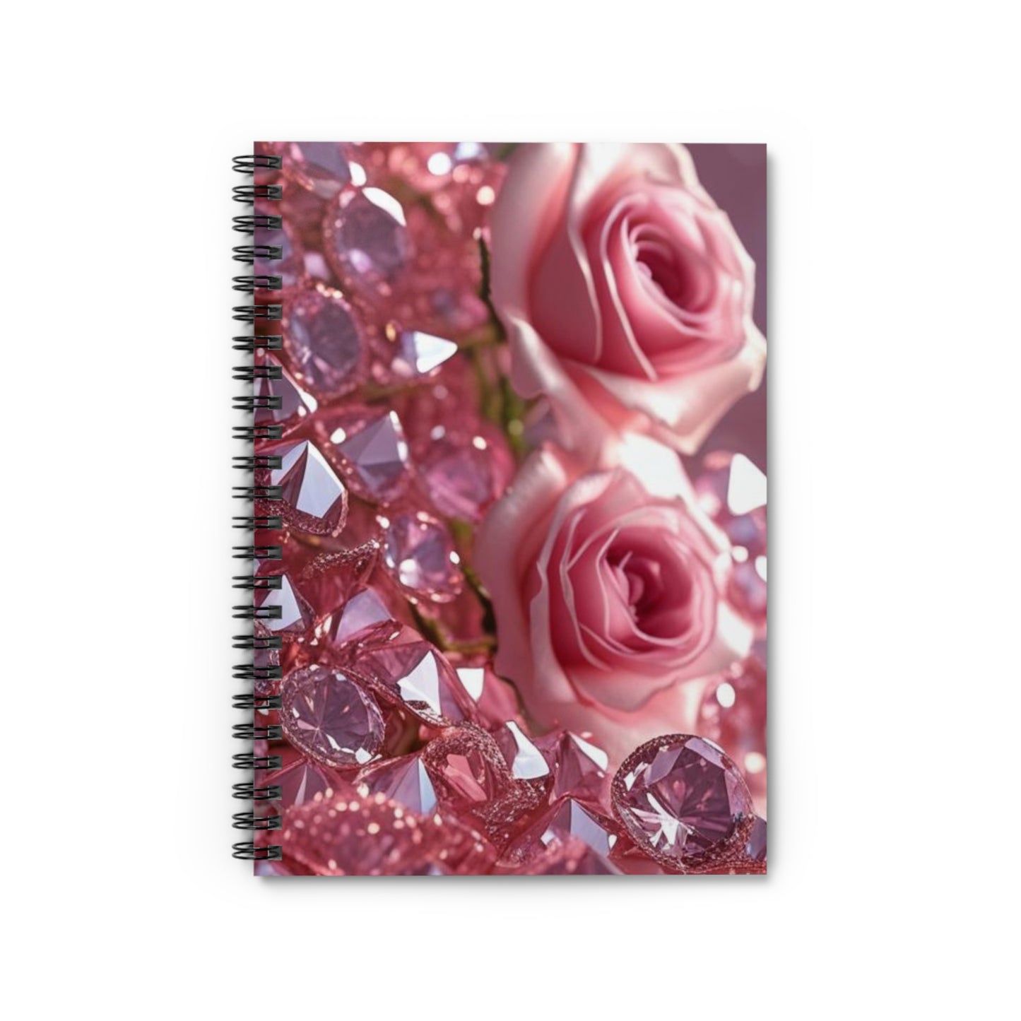 Pink Diamond & Petals Spiral Notebook - Ruled Line