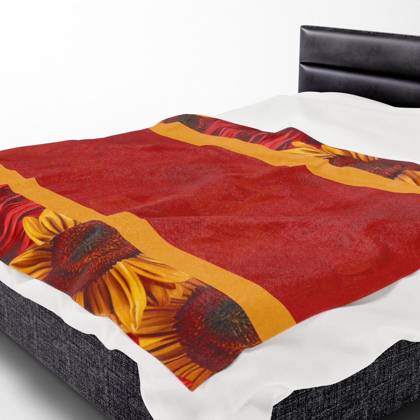 Crimson Gold Velveteen Plush Blanket