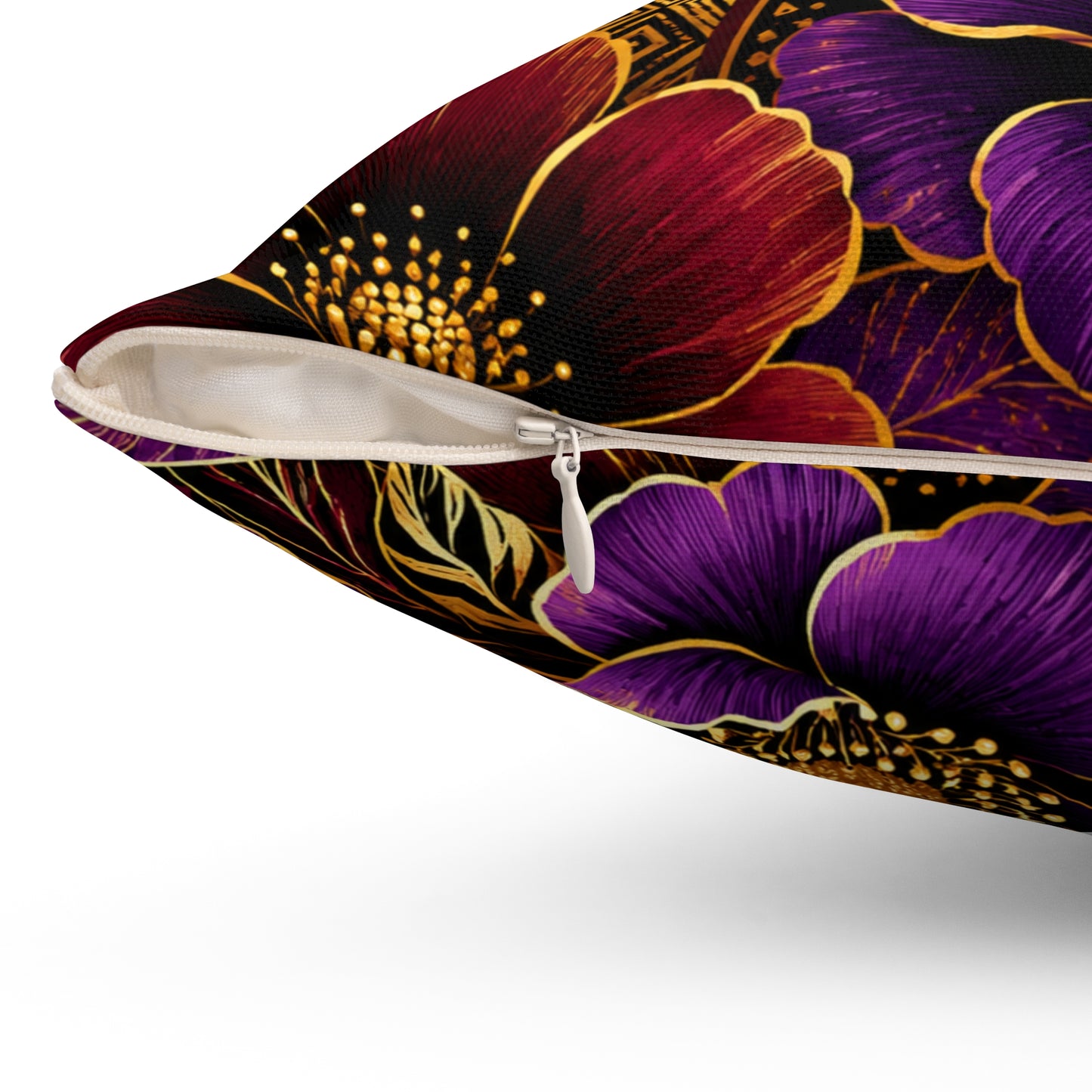 Zuri Garden Decorative Pillow — Rich Burgundy & Purple Garden Accent