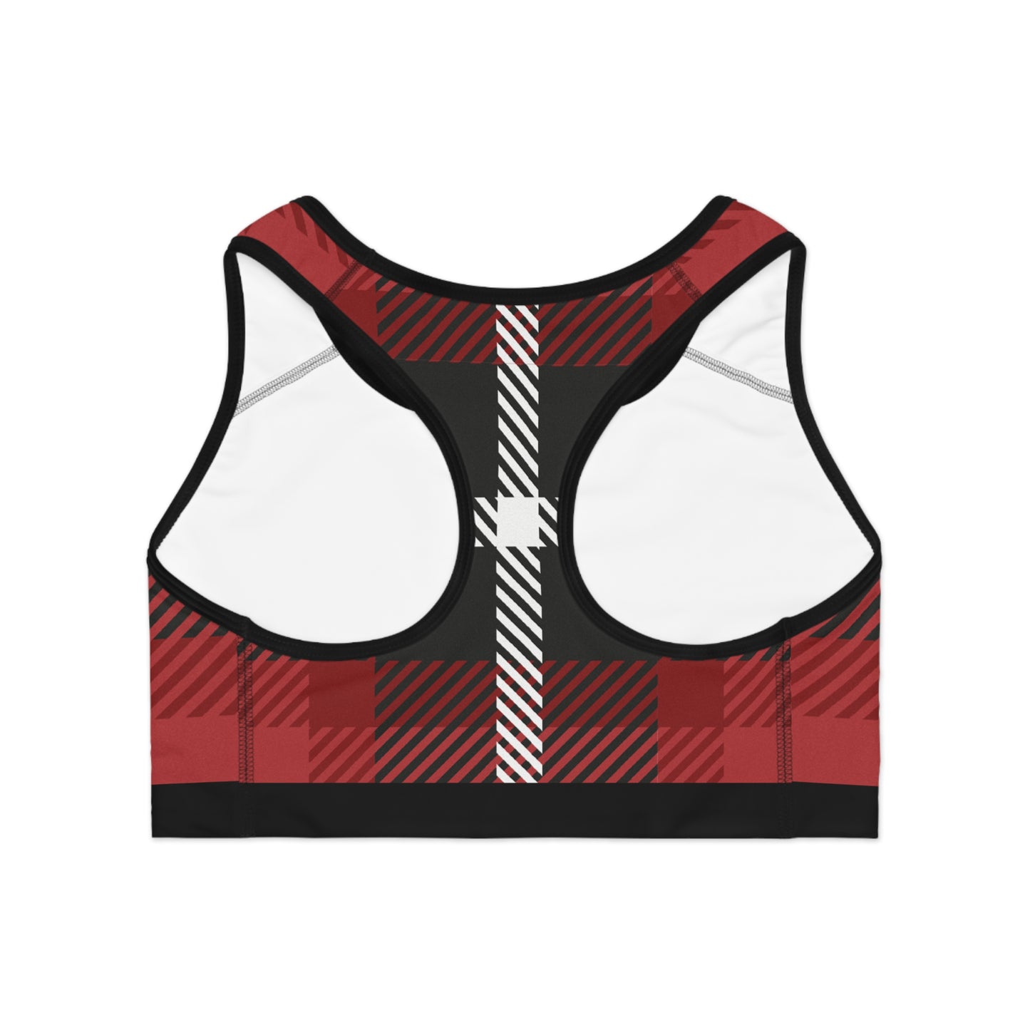 Red/Black Plaid Sports Bra (AOP)