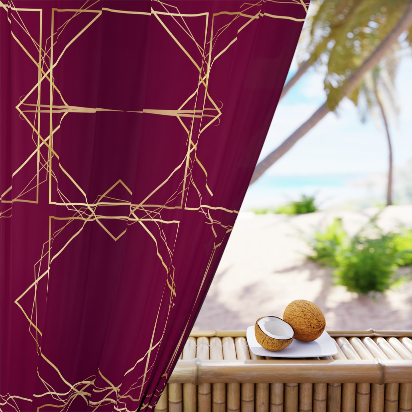 Gilded Elegance (Burgundy) Blackout Window Curtains (1 Piece)