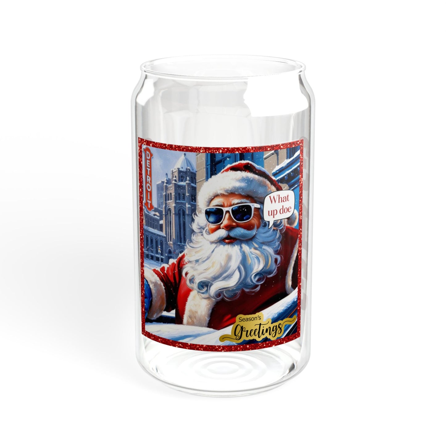 Motor City Santa Sipper Glass, 16oz