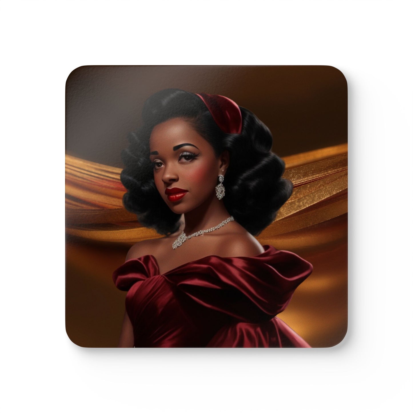 Retro Glam Girls "Myra" Corkwood Coaster Set