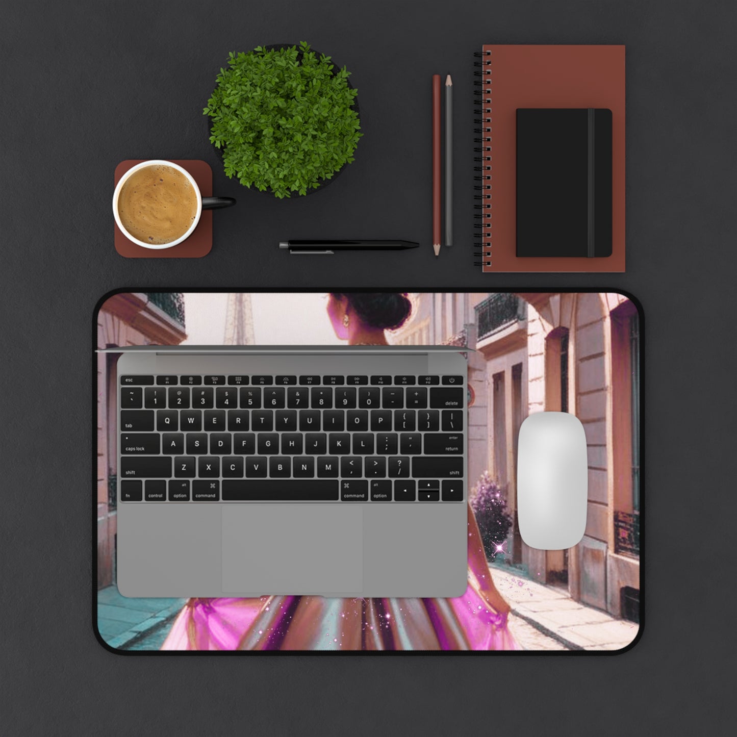 Parisian Stroll (Pink Gown) Desk Mat