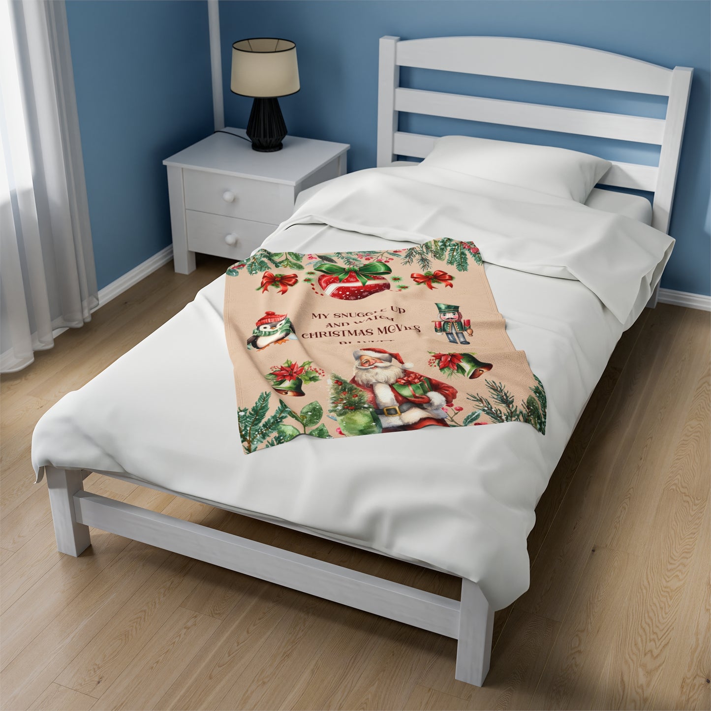 Christmas Movie Watching Velveteen Plush Blanket