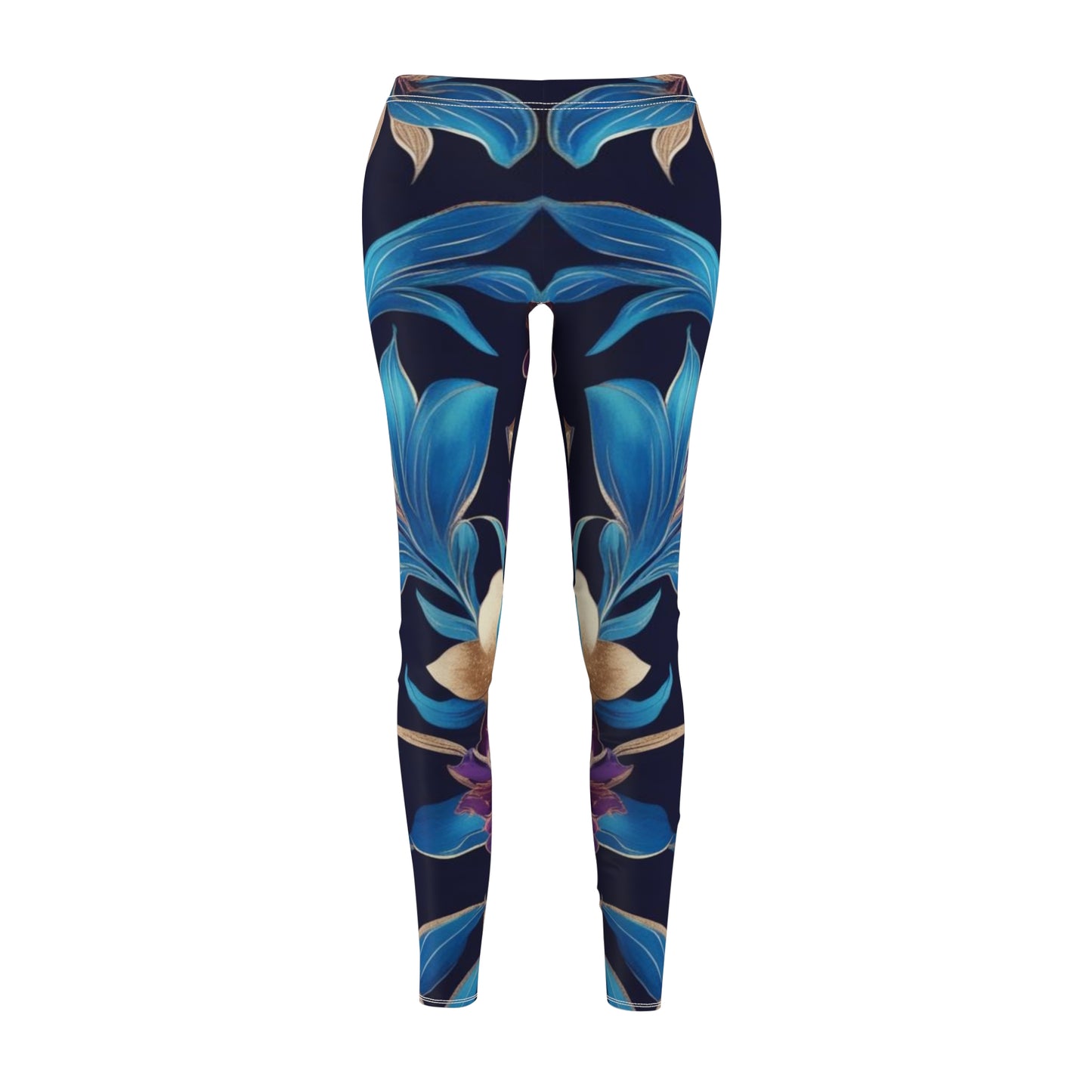 Purple/Blue Boho Floral Women's Cut & Sew Casual Leggings (AOP)