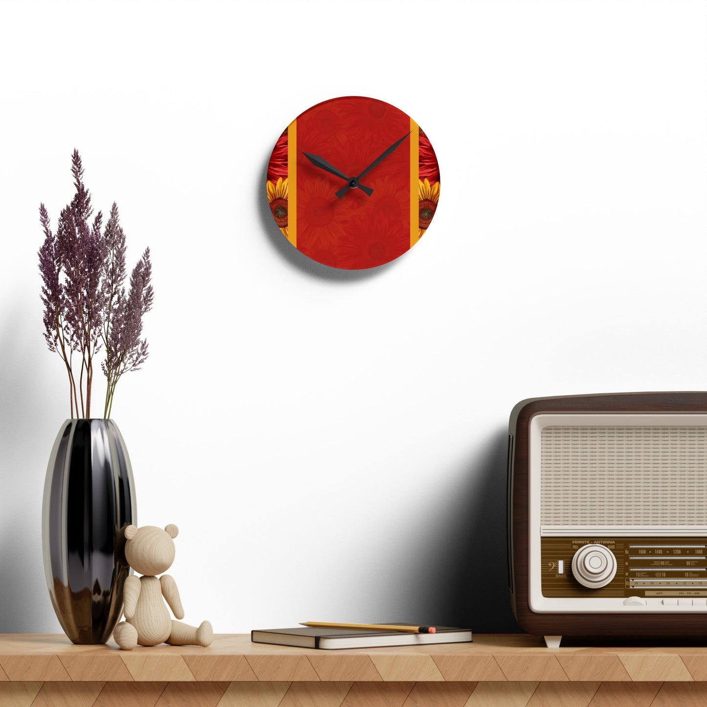 Crimson Gold Acrylic Wall Clock