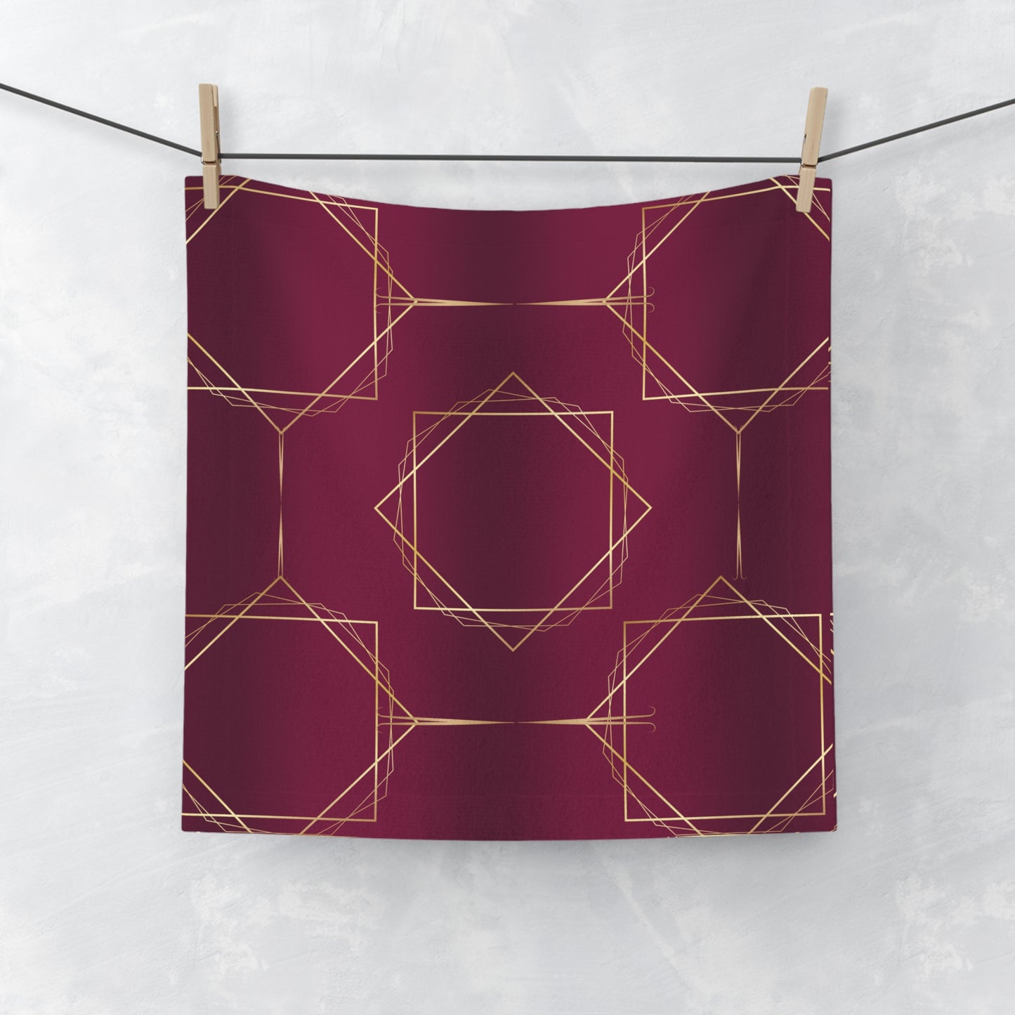 Gilded Elegance (Burgundy) Face Towel