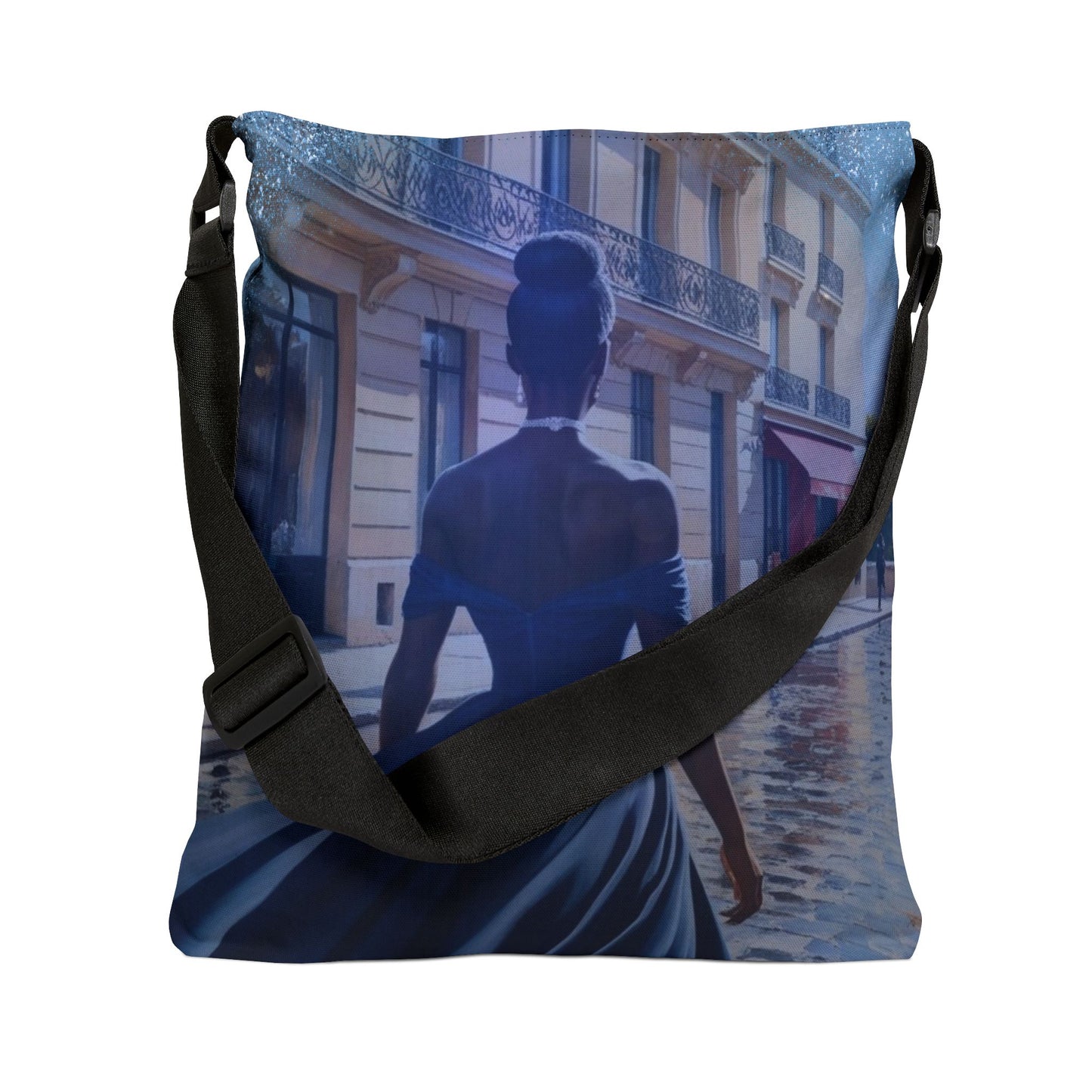 Parisian Stroll (Blue Gown) Adjustable Tote Bag (AOP)
