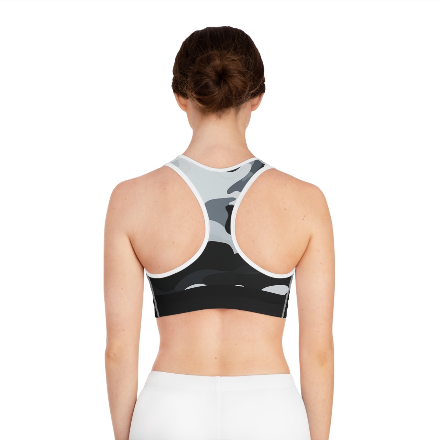 Black/Gray Sports Bra (AOP)