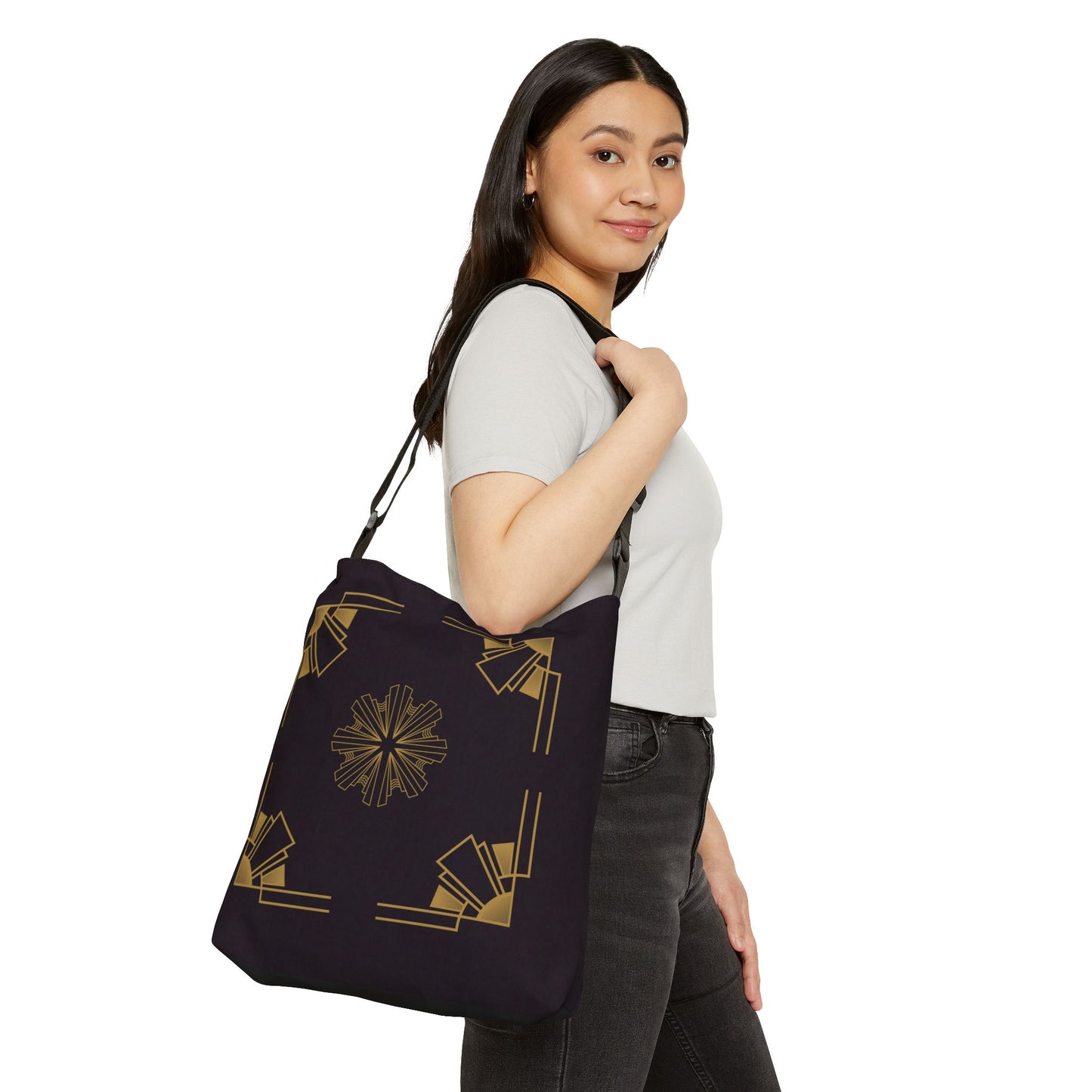Midnight Luxe (Ebony) Adjustable Tote Bag (AOP)