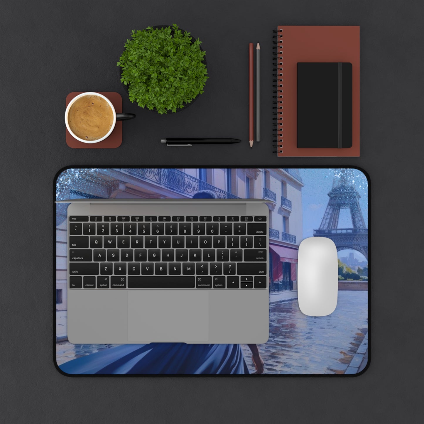 Parisian Stroll (Blue Gown) Desk Mat