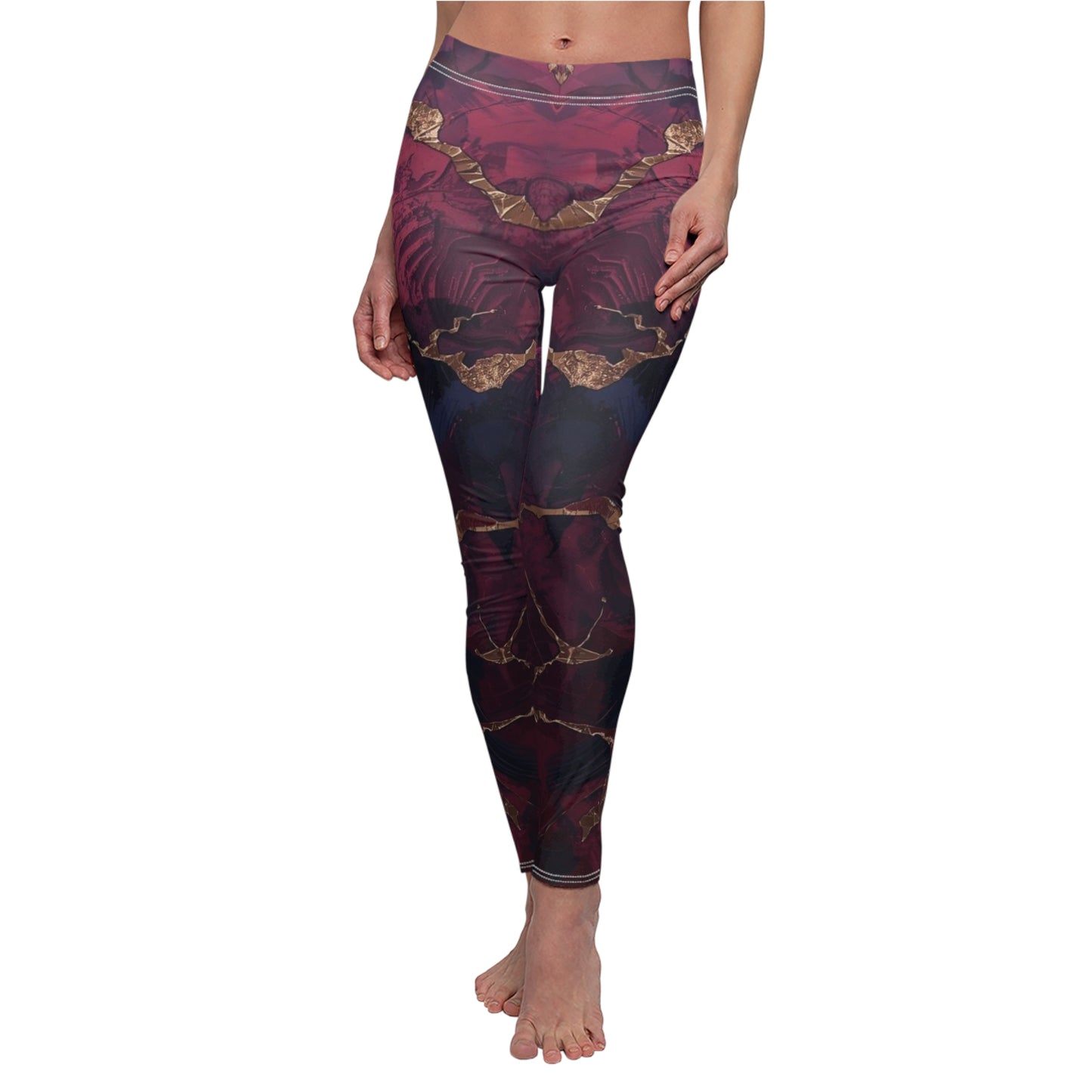 Raspberry Motion Women's Cut & Sew Casual Leggings (AOP)