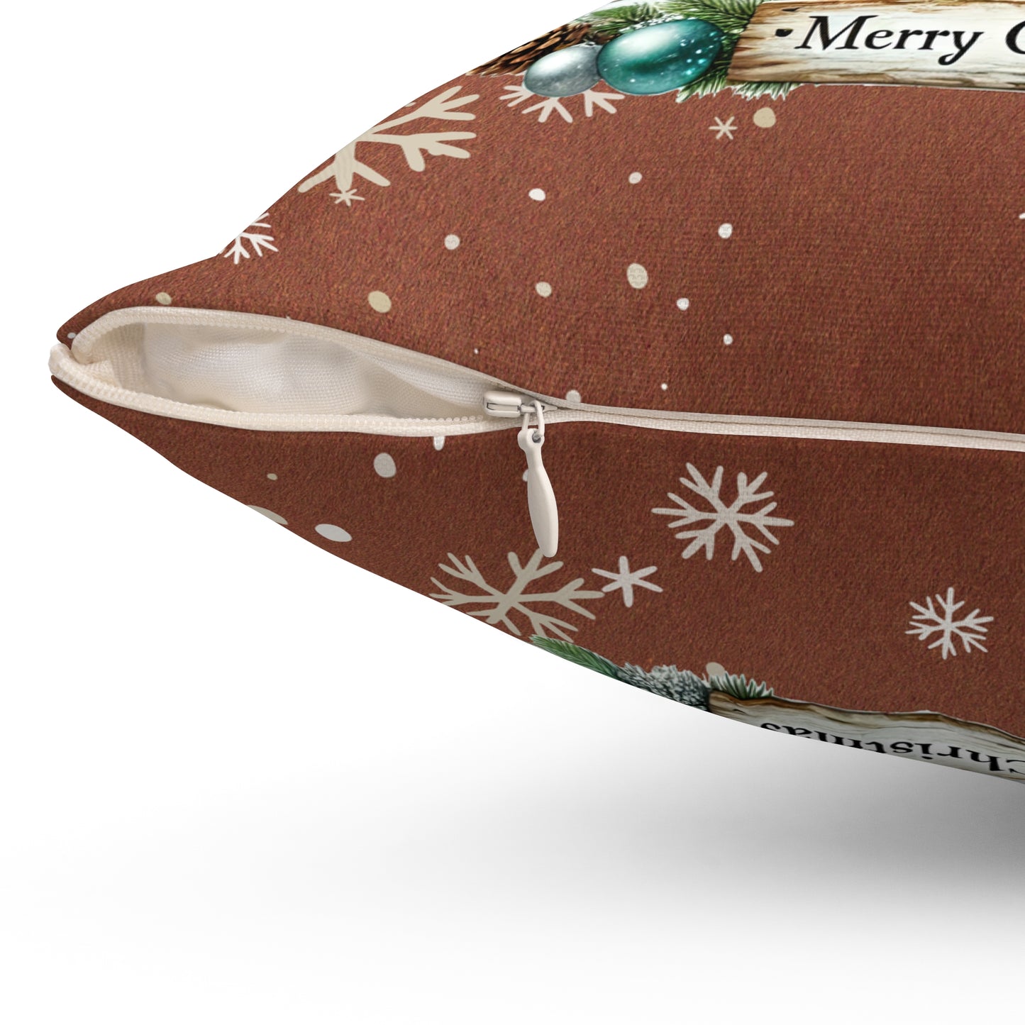 Merry Christmas 2 Spun Polyester Square Pillow