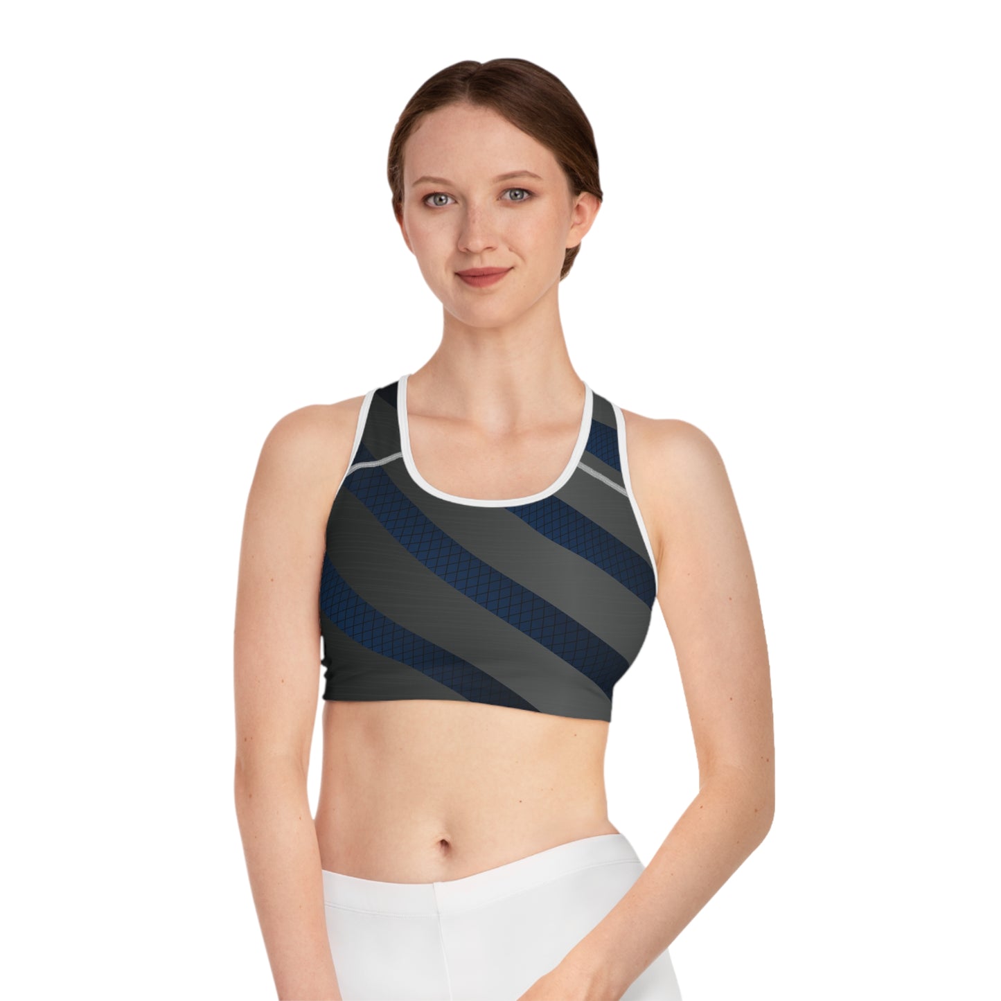 Dark Gray/Blue Sports Bra (AOP)