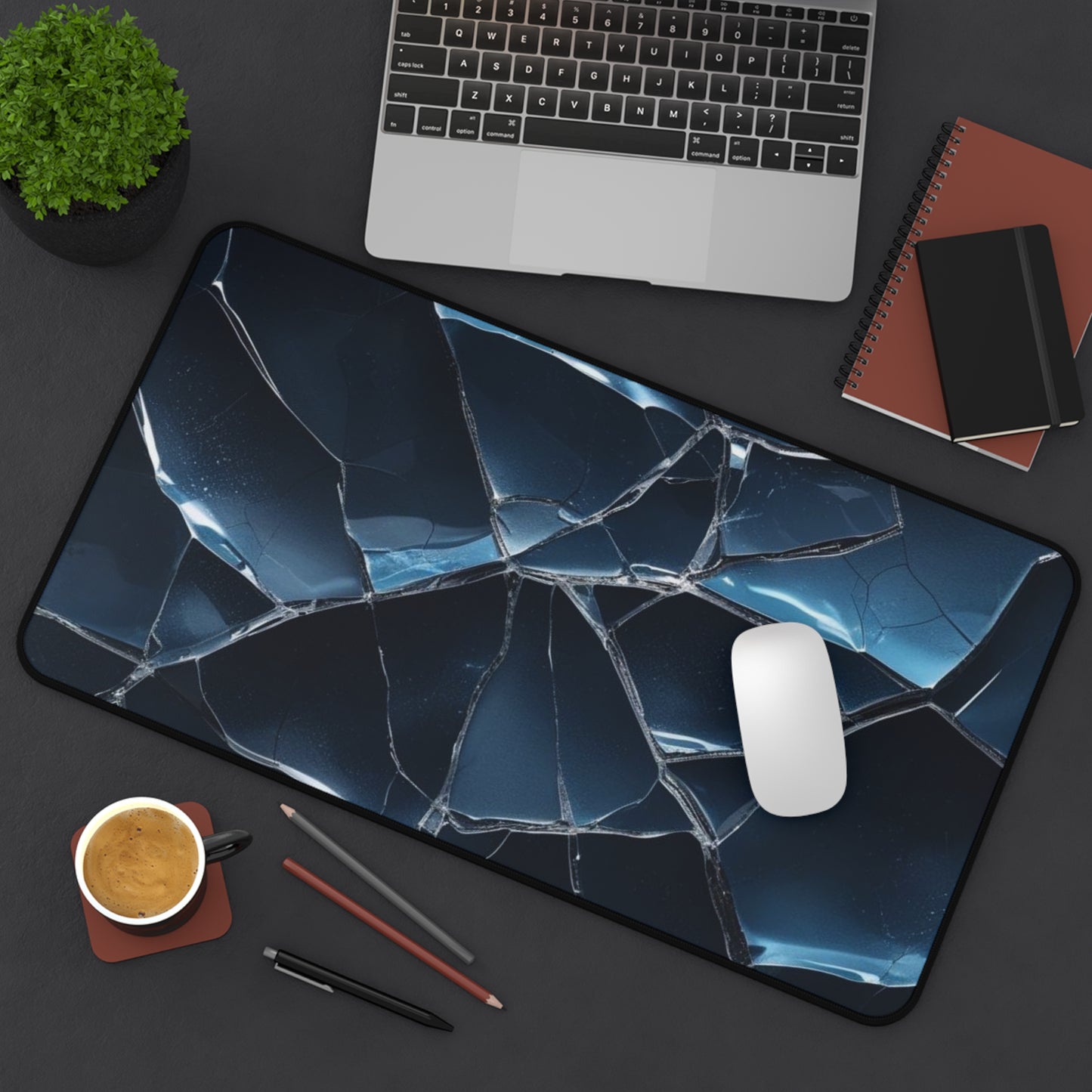 Crack'd (Dark Blue) Desk Mat