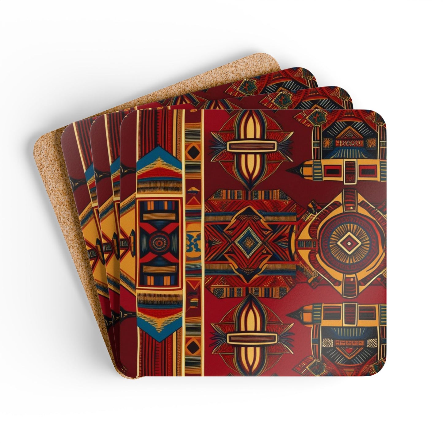 African Canvas 1 Corkwood Coaster Set