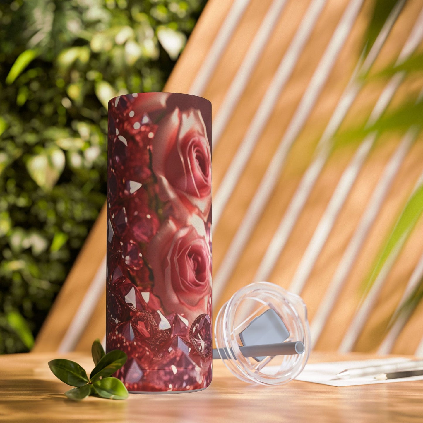 Pink Diamonds & Petals Maars Maker Skinny Matte Tumbler, 20oz