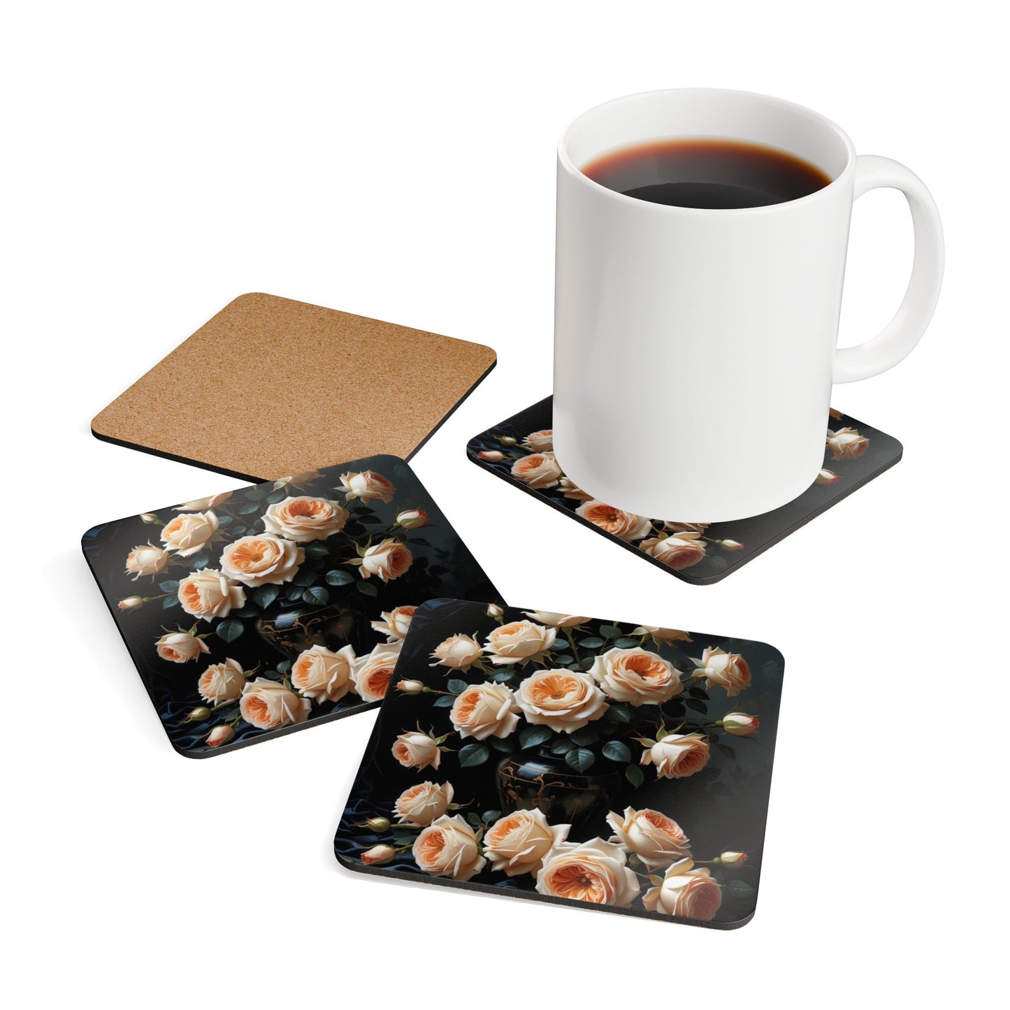 Evening Bloom Corkwood Coaster Set