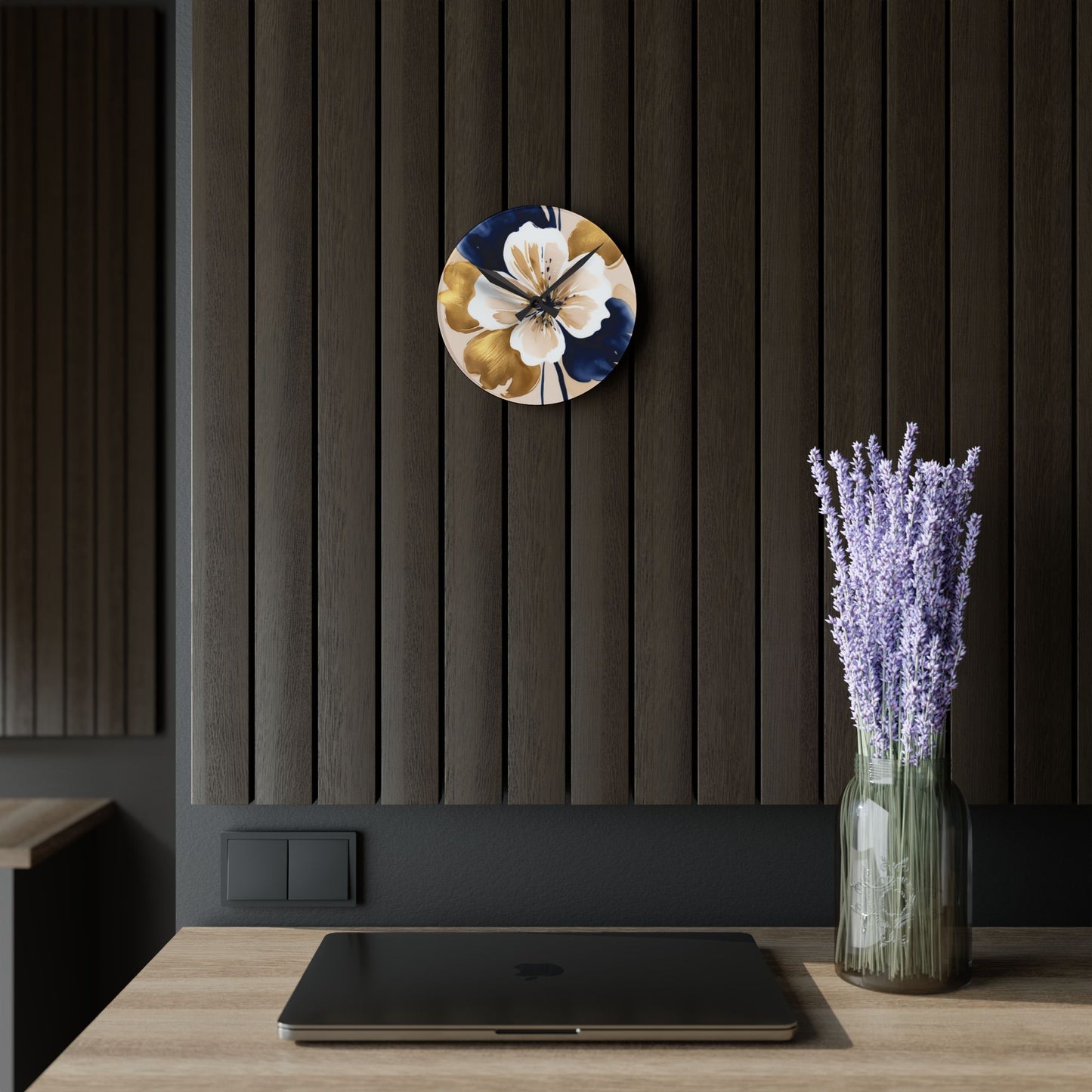 Abstract Floral Acrylic Wall Clock
