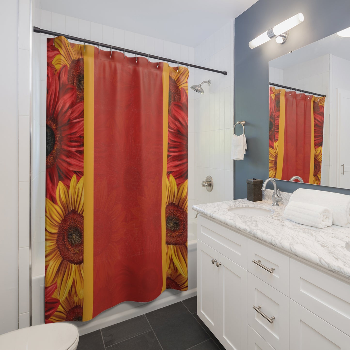 Crimson Gold Shower Curtains