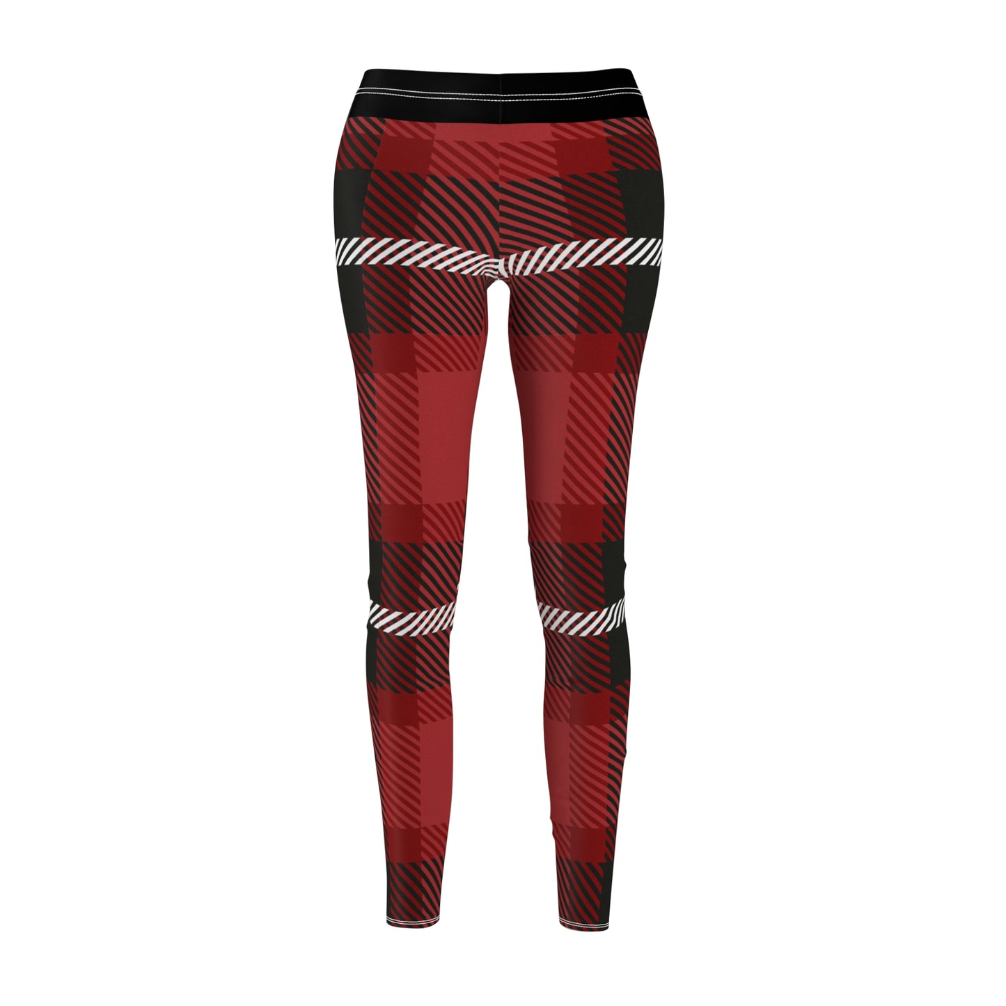 Red/Black Women's Cut & Sew Casual Leggings (AOP)