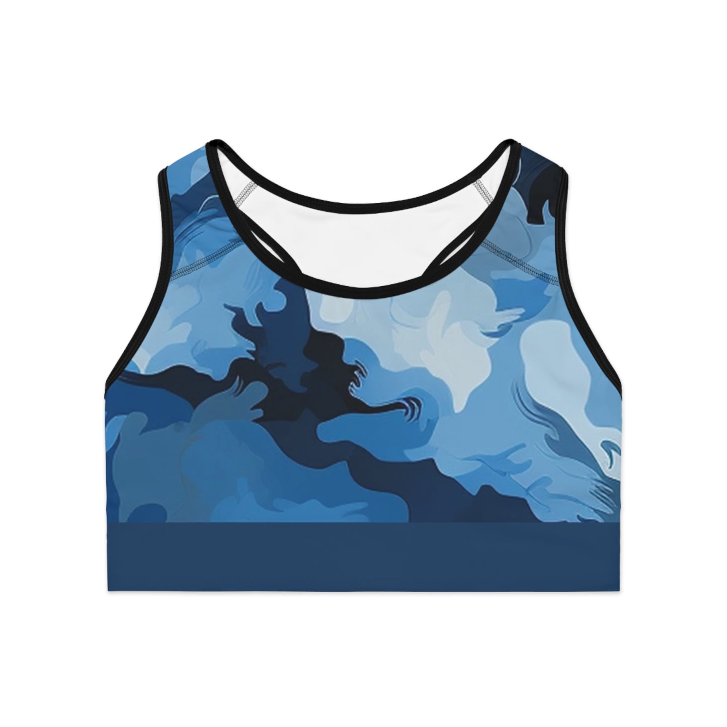 Blue/Gray Camo Sports Bra (AOP)
