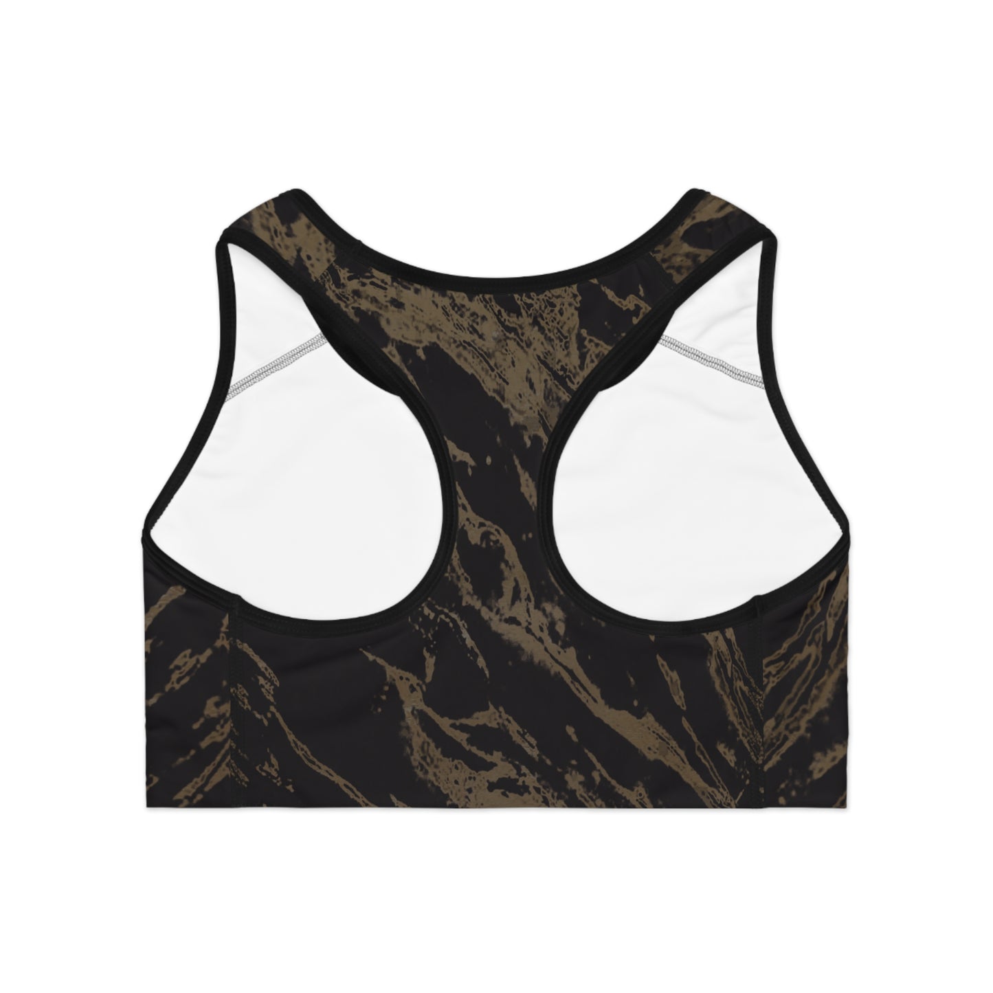Black & Gold Sports Bra (AOP)