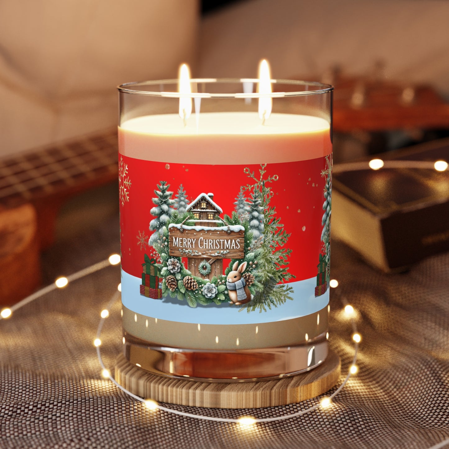 Merry Christmas Scented Candle - Full Glass, 11oz