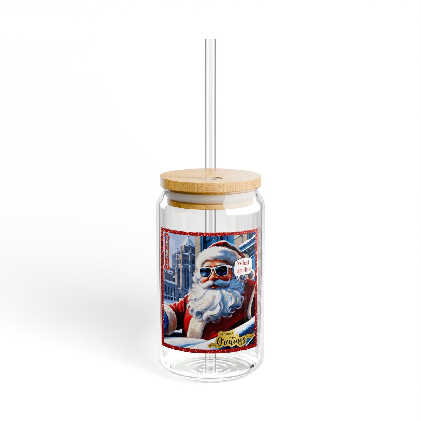 Motor City Santa Sipper Glass, 16oz