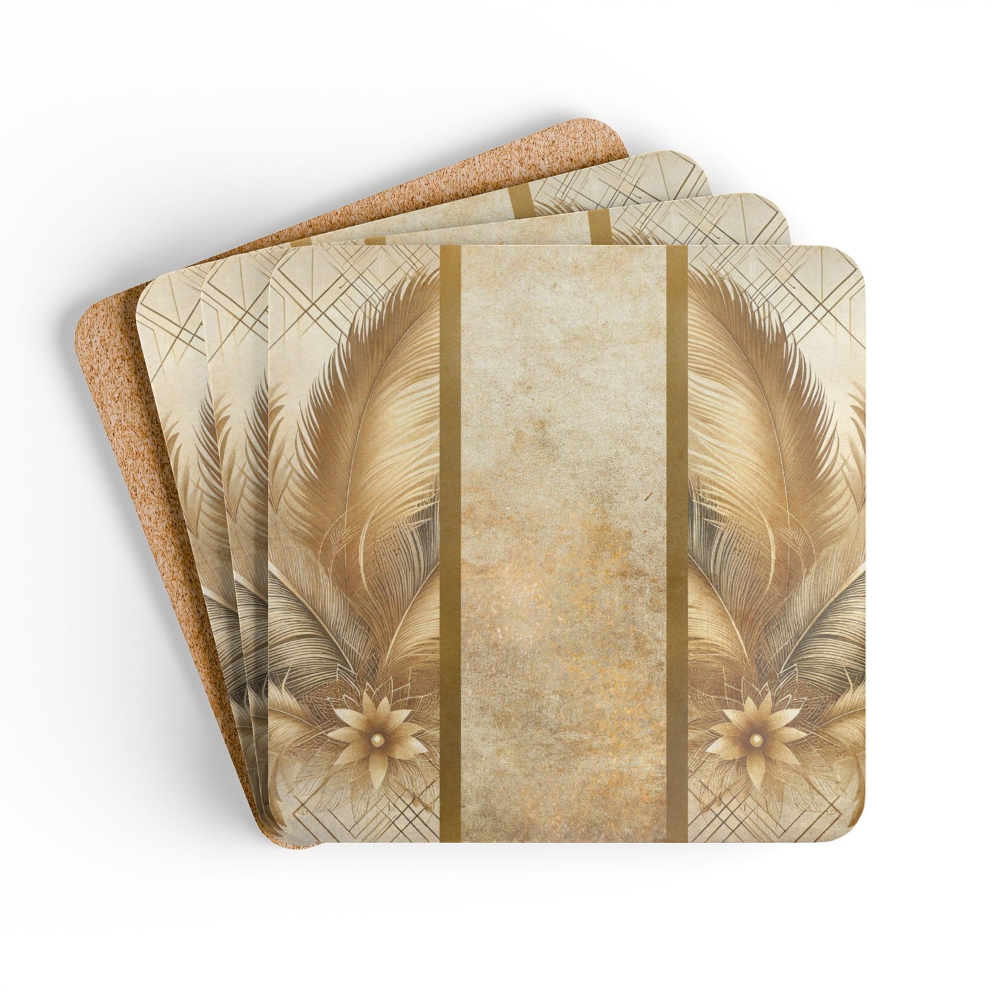 Fitzgerald Plume Cork Coaster Set (4-Pack)